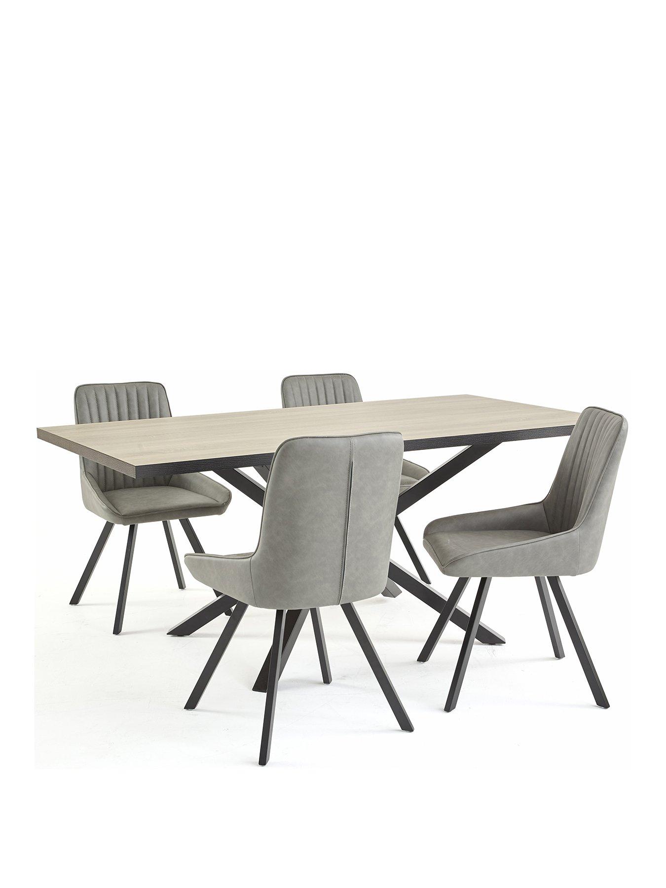  image of very-home-oslo-180cm-rectangular-dining-table-amp-4-marlow-faux-leather-chairs-fscreg-certified