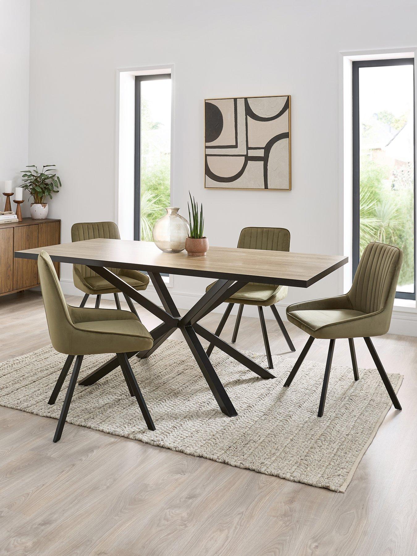 Image 1 of 7 of Very Home Oslo 180cm Rectangular Dining Table & 4 Marlow Chairs