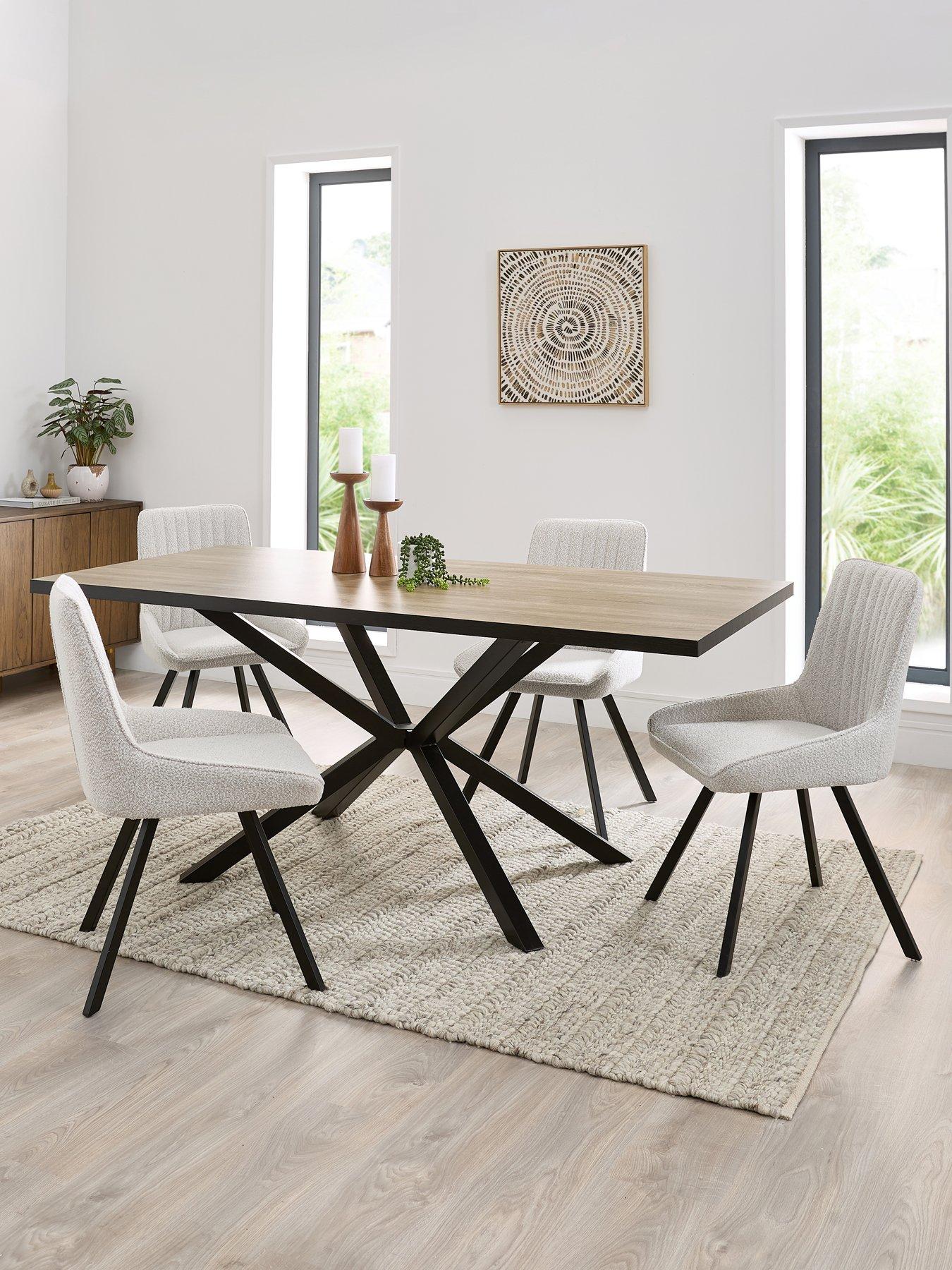 The Very Collection Oslo 180cm Rectangular Dining Table  &  4 Marlow Boucle Chairs - FSC® Certified