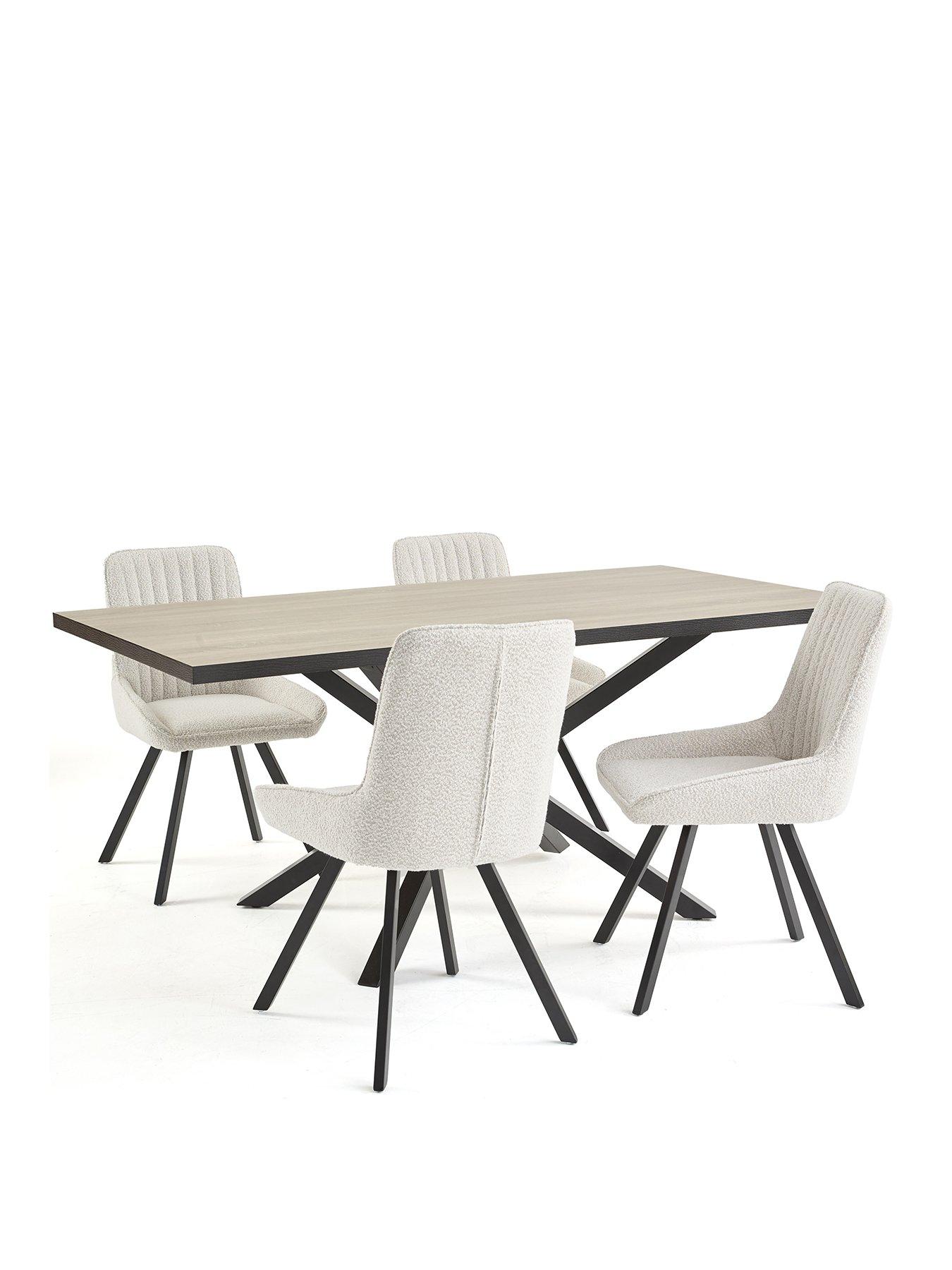 Image 2 of 7 of The Very Collection Oslo 180cm Rectangular Dining Table &amp; 4 Marlow Boucle Chairs - FSC&reg; Certified