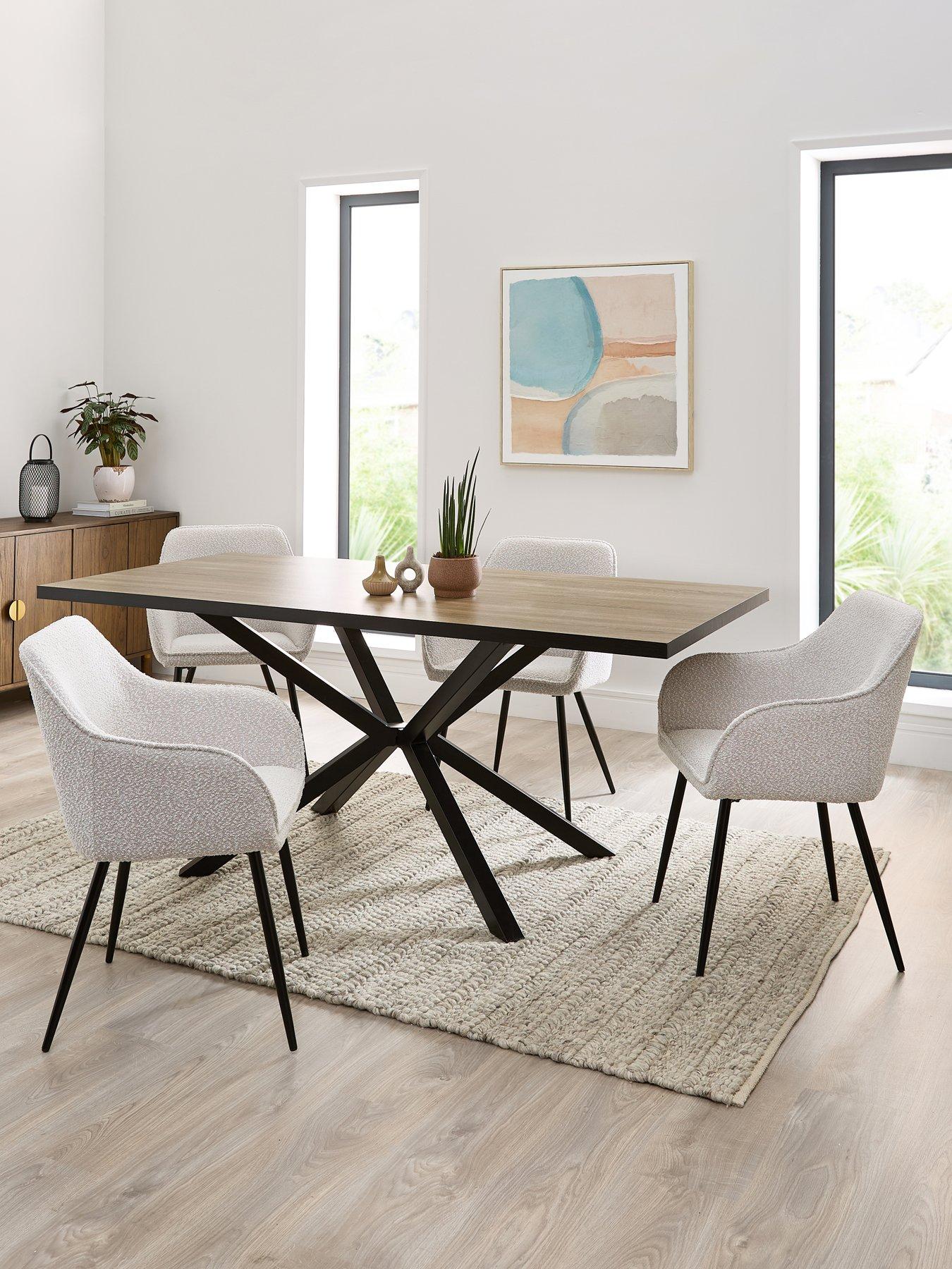 The Very Collection Oslo 180cm Rectangular Dining Table  &  4 Alisha Boucle Chairs - FSC® Certified