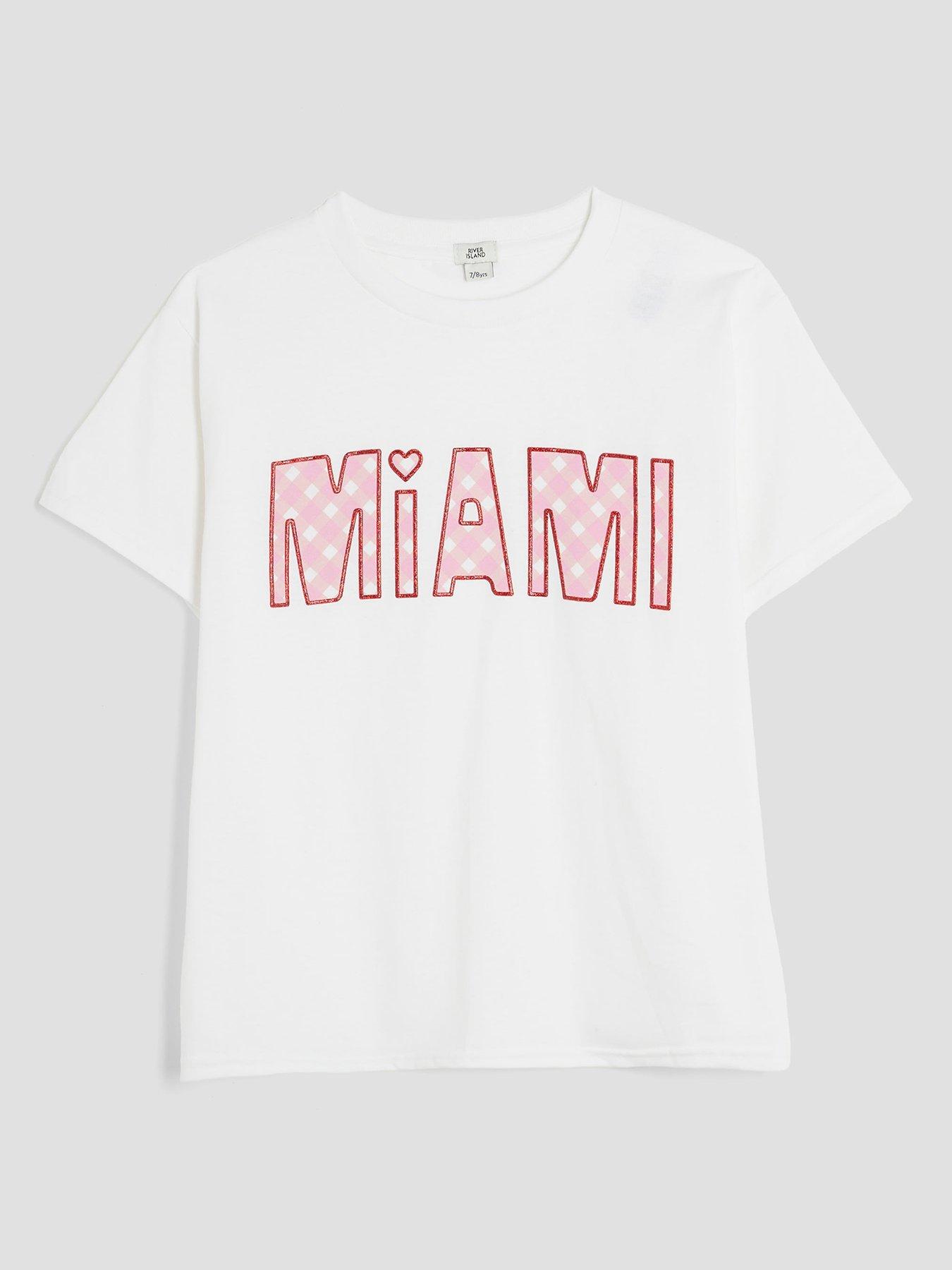 undefined Older Girls Gingham Wordie T-shirt  - White