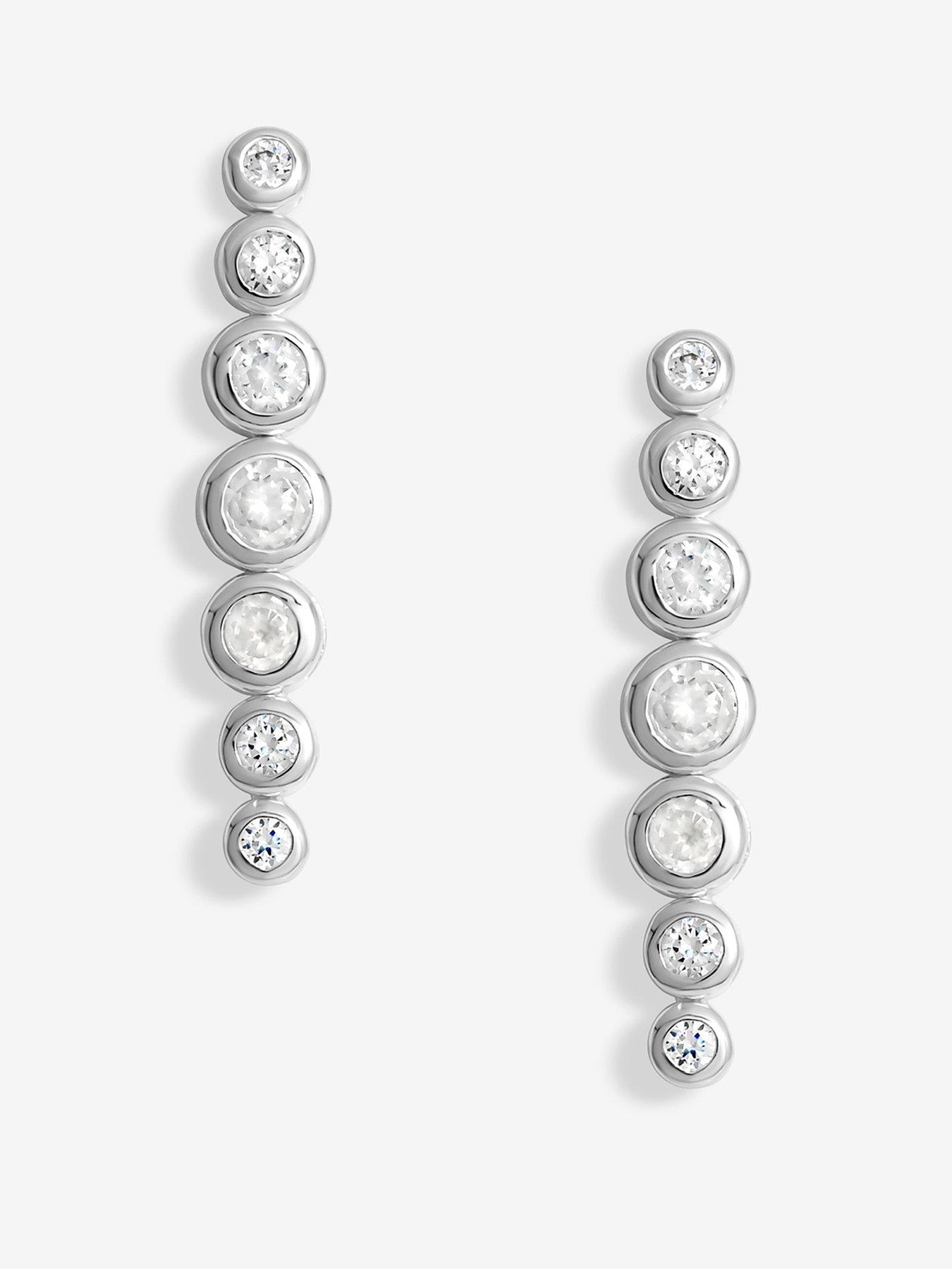 Simply Silver Sterling Silver 925 Cubic Zirconia Graduated Tennis Drop Earrings
