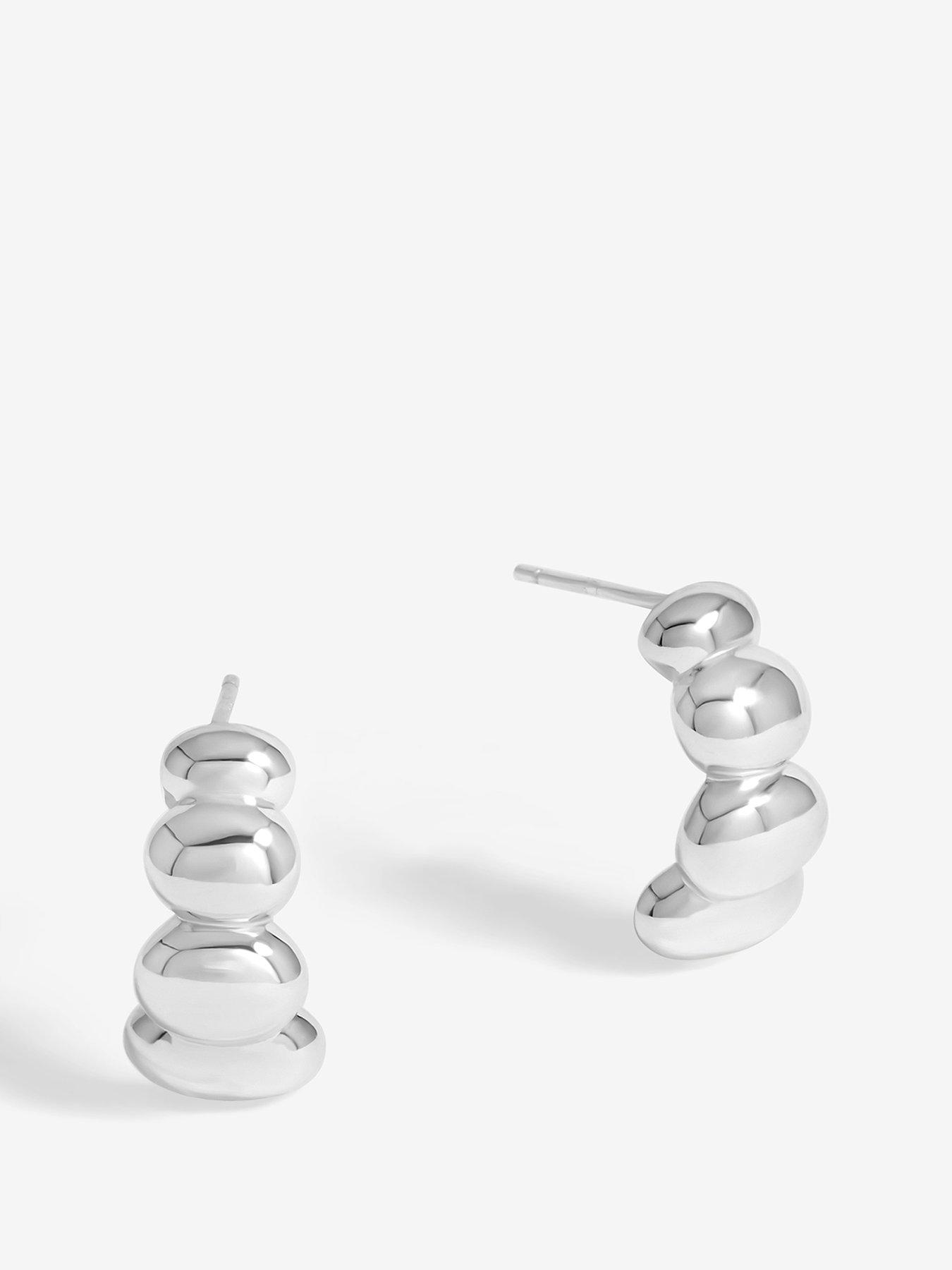 Simply Silver Sterling Silver 925 Polished Graduated Pebble stud Earrings