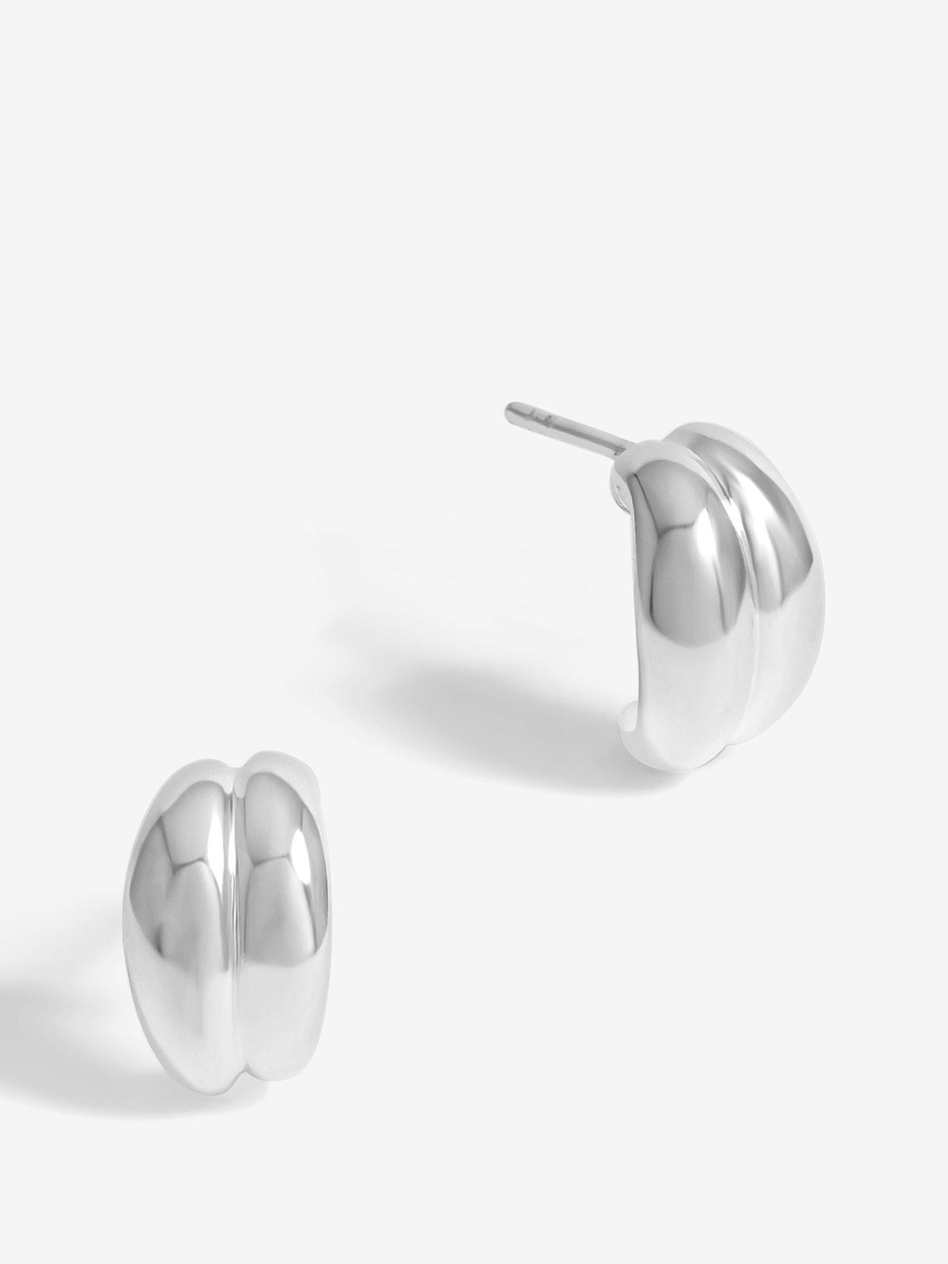 undefined Sterling Silver 925 Polished Double Row Ridge Drop Earrings