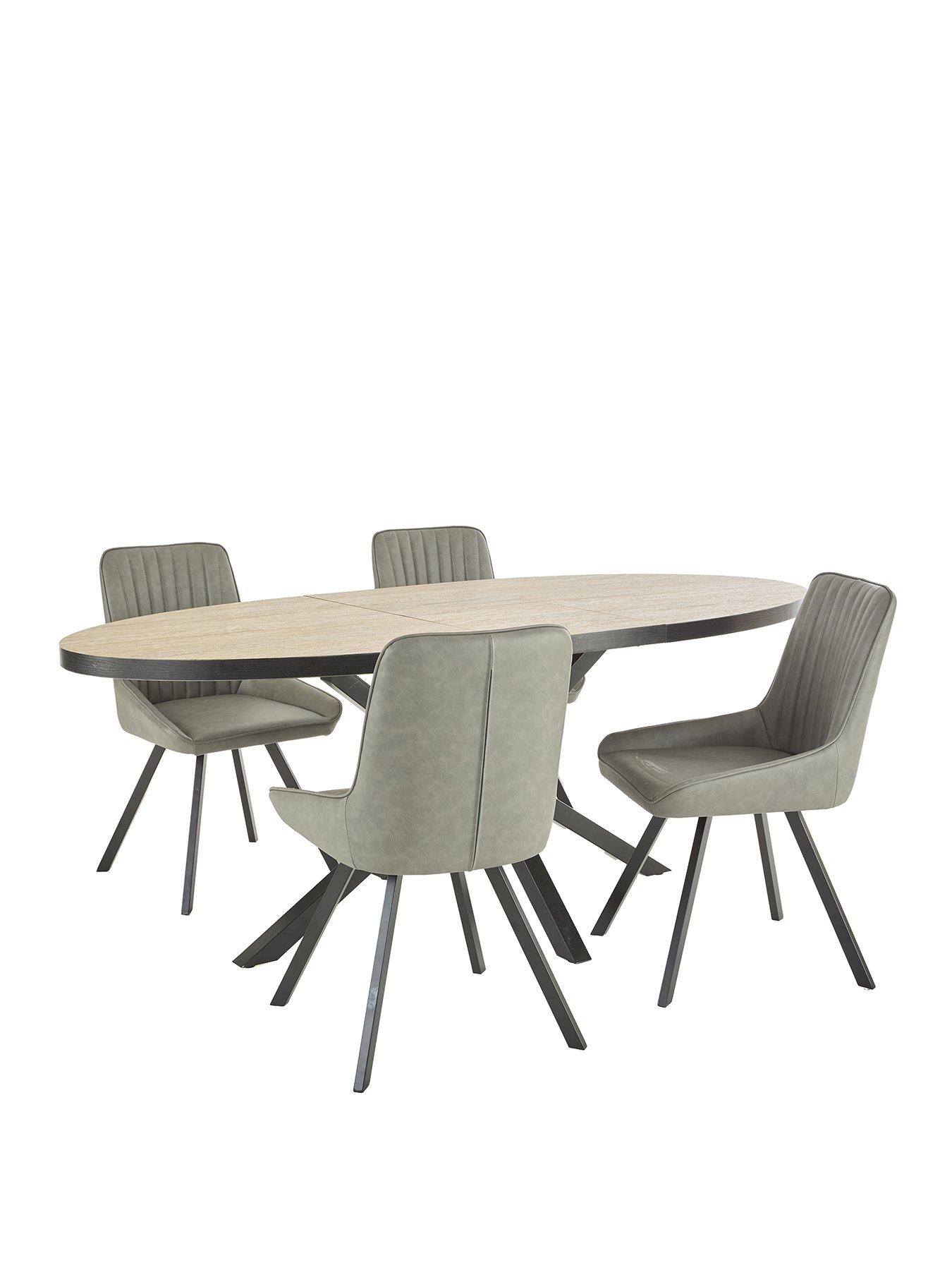  image of very-home-oslo-extending-160-200cm-dining-table-amp-4-marlow-faux-leather-chairs
