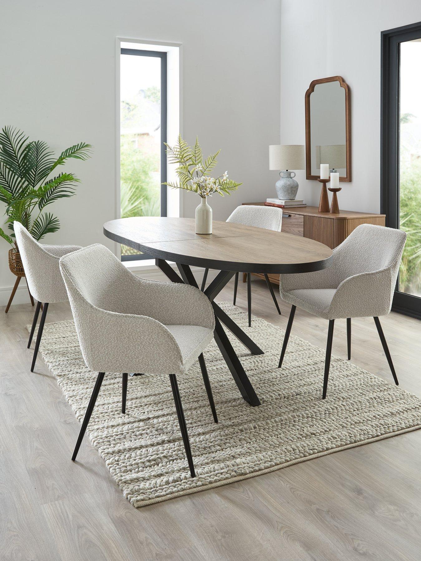 The Very Collection Oslo Extending 160-200cm Dining Table  &  4 Alisha Boucle Chairs