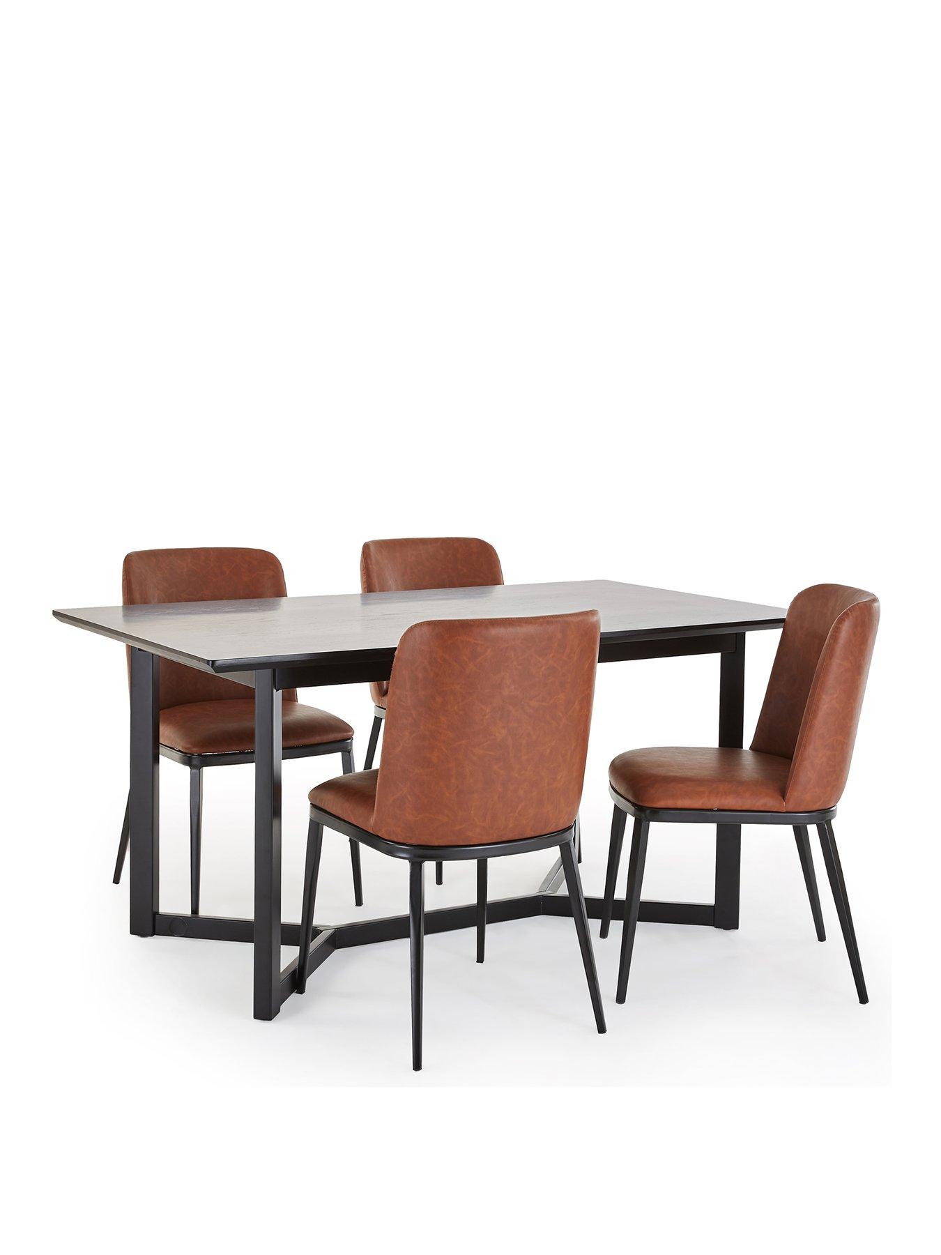 Image 2 of 7 of The Very Collection Ari 150cm Dining Table &amp; 4 Willow Chairs In Faux Leather - FSC&reg; Certified