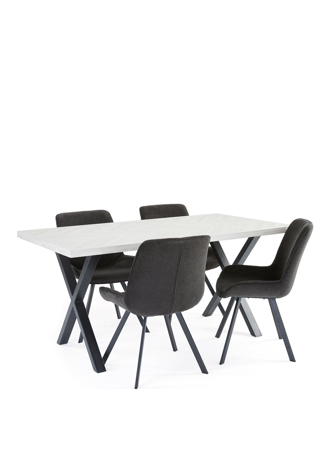 Image 2 of 7 of Very Home Kaia Chevron 160cm Dining Table &amp; 4 Lucia Charcoal Chairs - FSC&reg; Certified