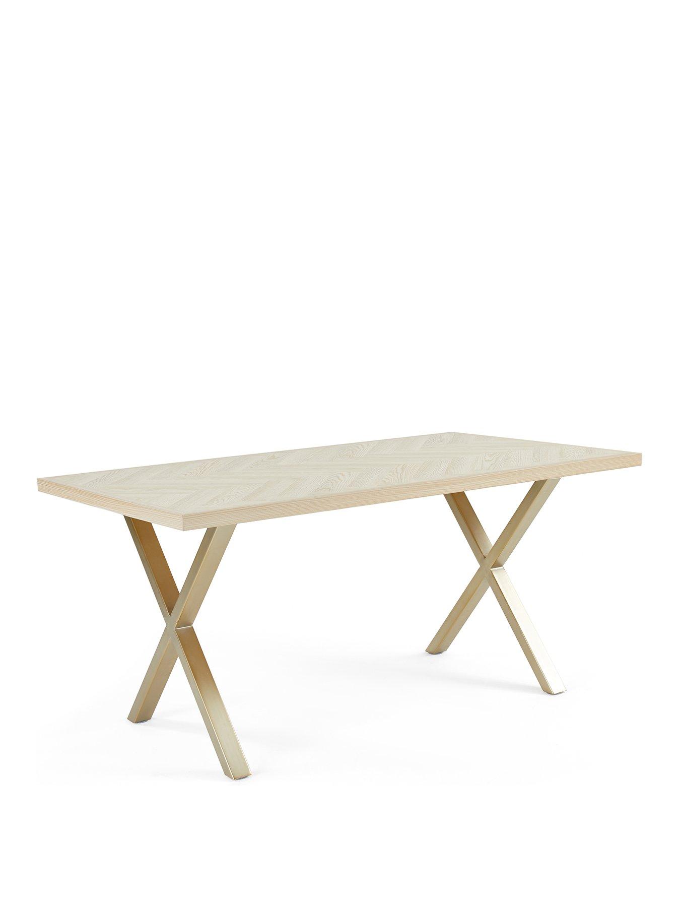 Image 3 of 7 of The Very Collection Kaia Brass Chevron 160cm Dining Table &amp; 4 Nala Dining Chairs - FSC&reg; Certified