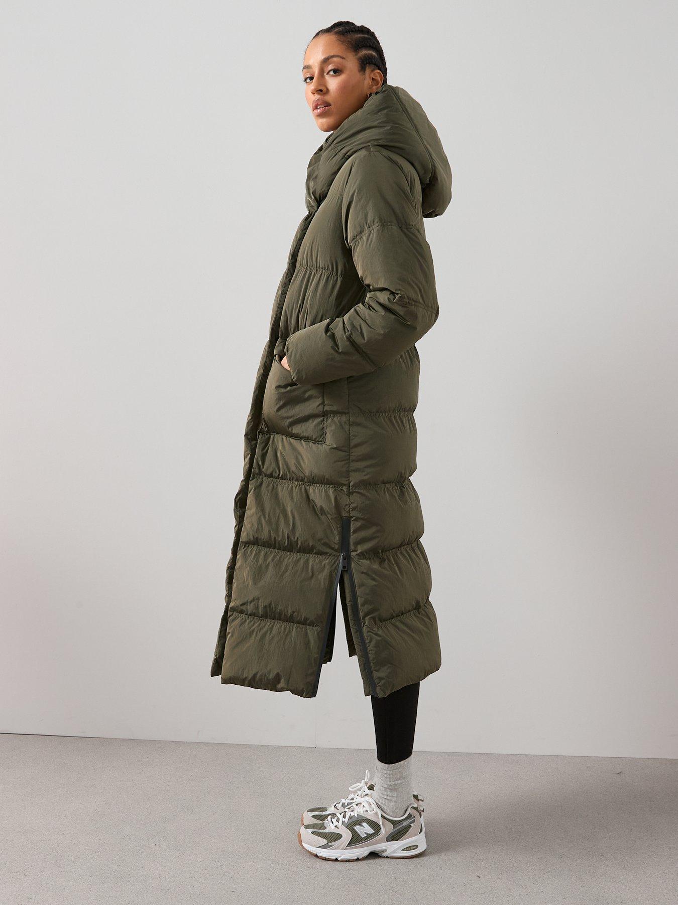 Image 3 of 7 of The Very Collection Longline Shower Resistant Hooded Padded Coat - Khaki