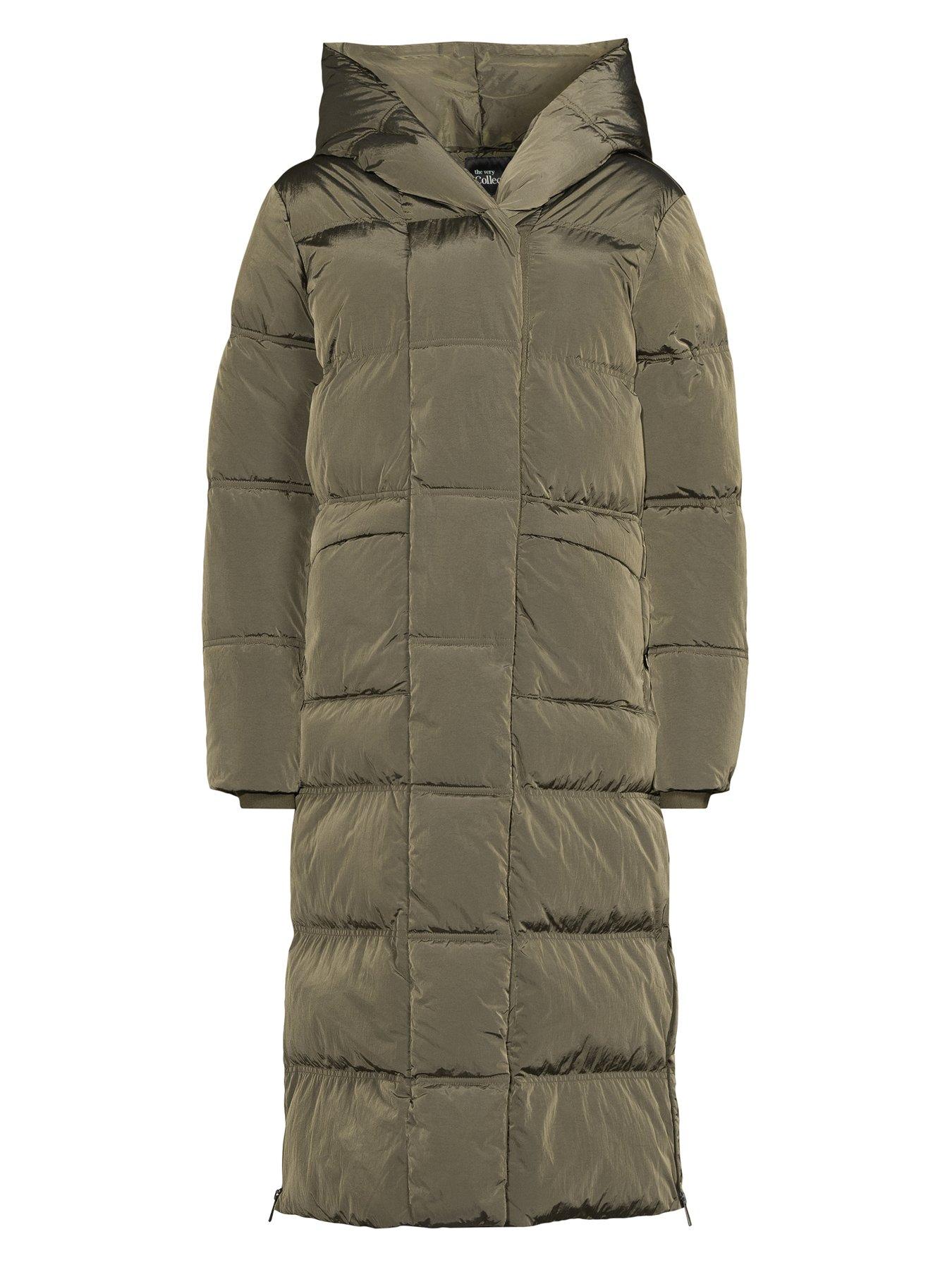 Image 7 of 7 of The Very Collection Longline Shower Resistant Hooded Padded Coat - Khaki
