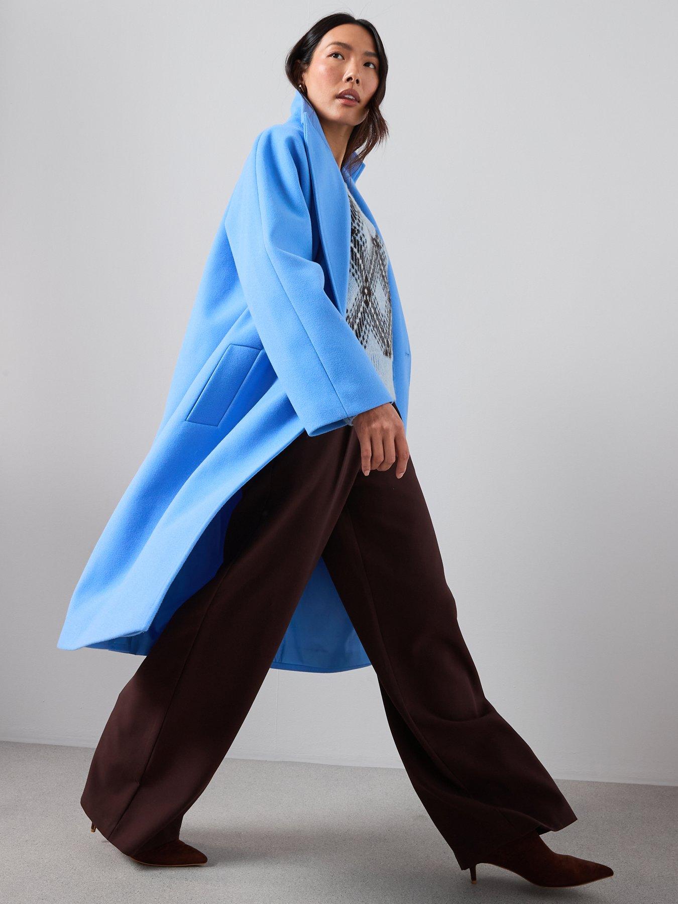  image of the-very-collection-relaxed-double-breasted-coat-blue