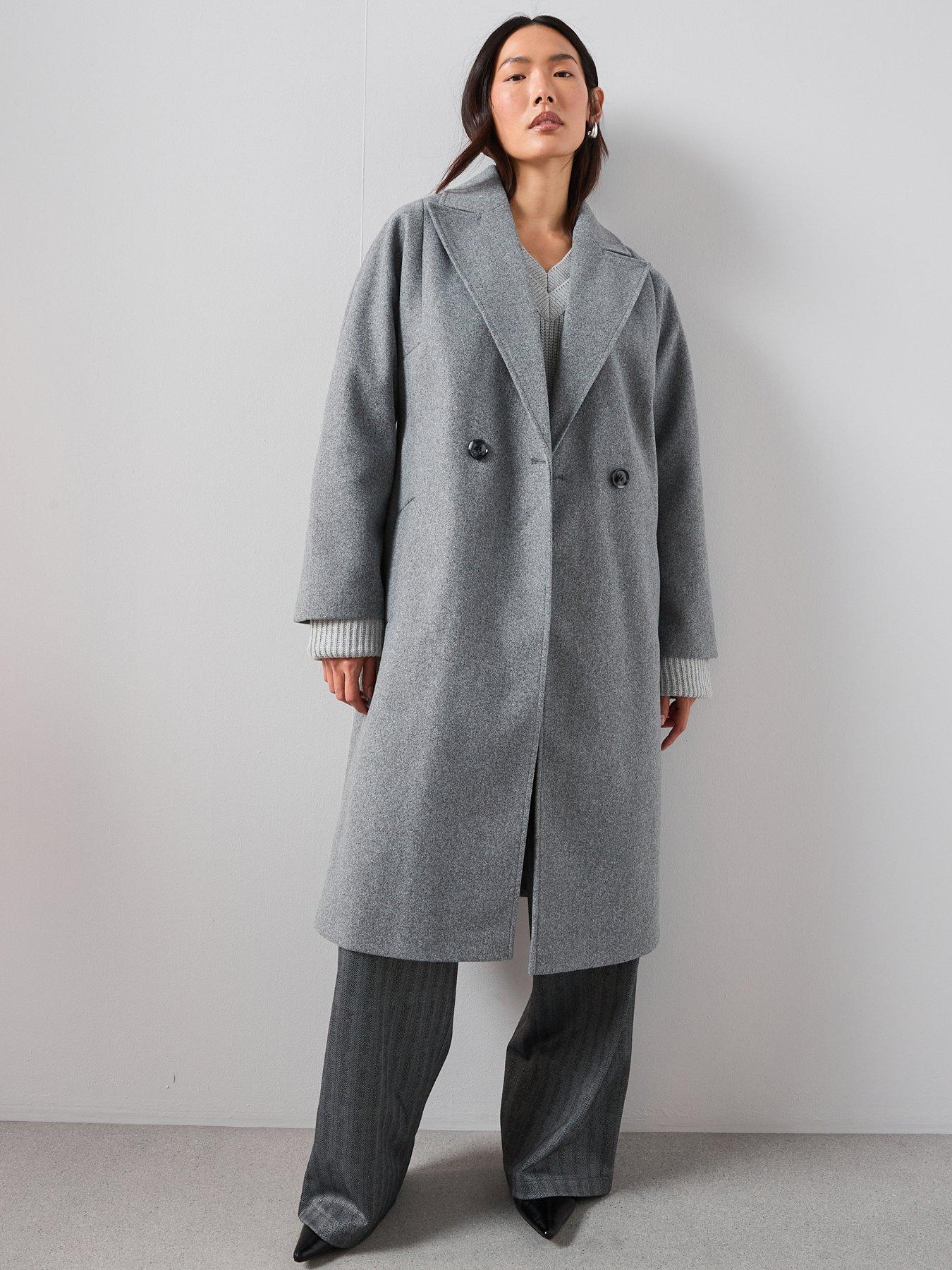  image of the-very-collection-relaxed-double-breasted-coat-grey