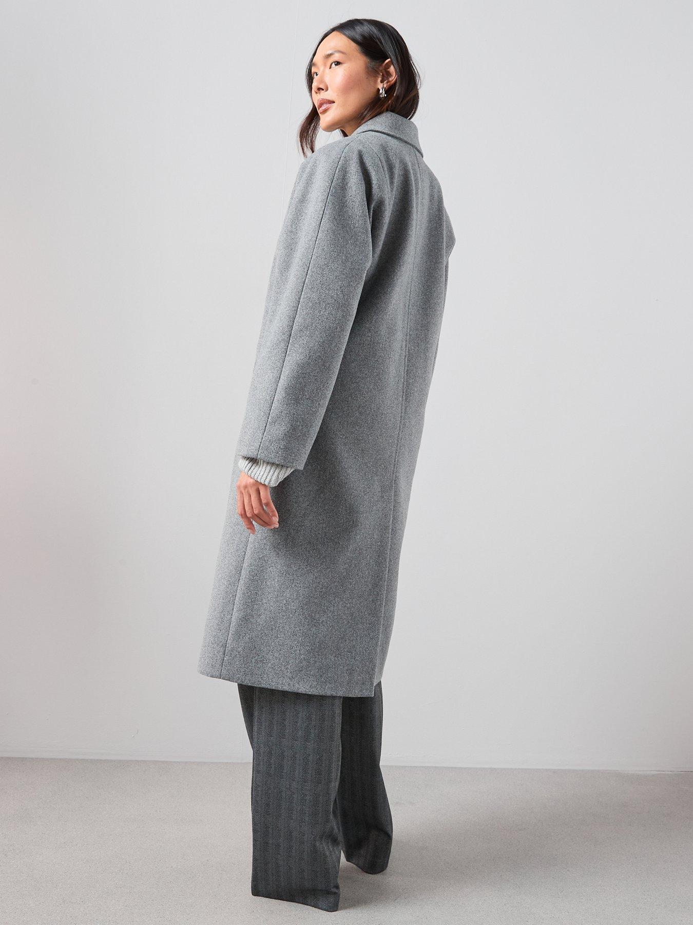  image of the-very-collection-relaxed-double-breasted-coat-grey