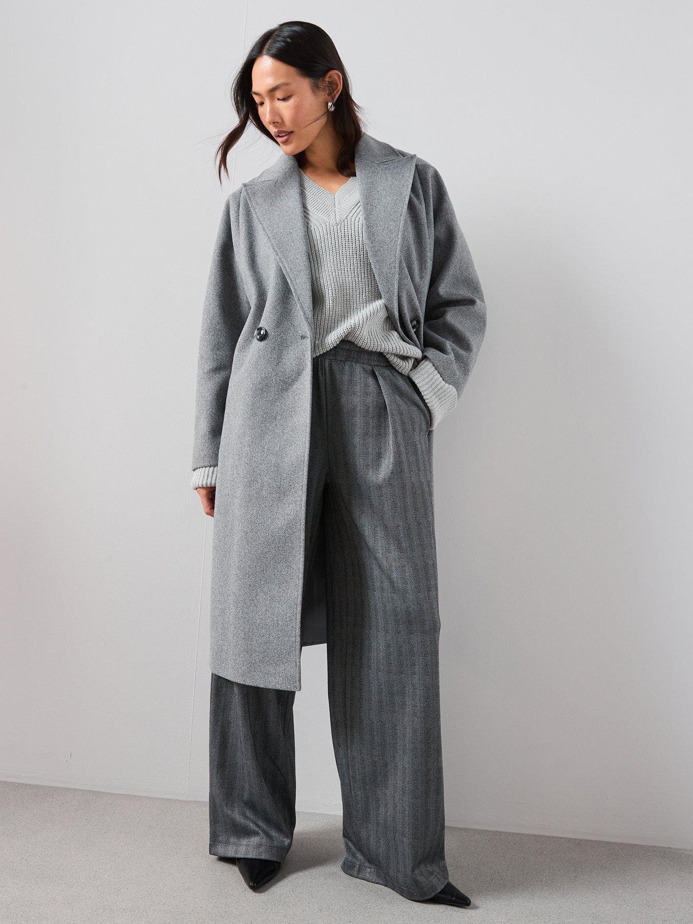  image of the-very-collection-relaxed-double-breasted-coat-grey