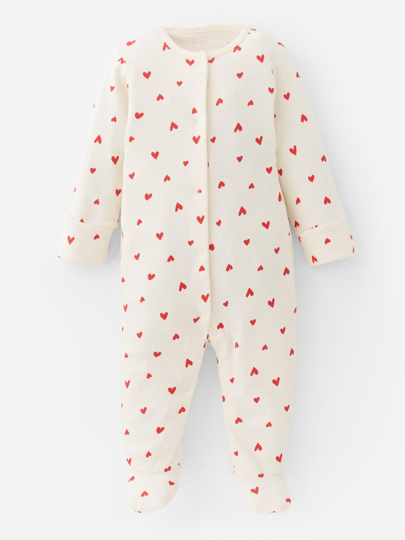 Image 2 of 4 of The Very Collection Baby Girls Fruit Print 3 Pack Cherry Heart Sleepsuits - Pink