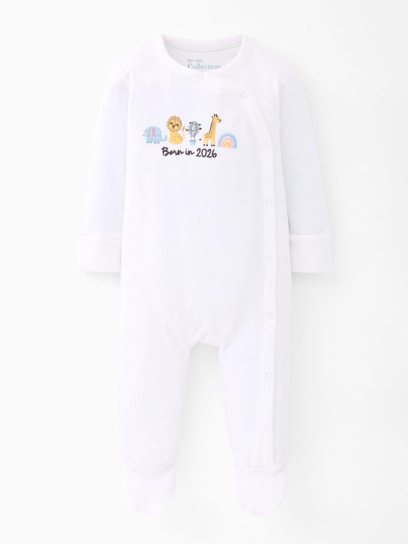  image of the-very-collection-unisex-born-in-2026-sleepsuit-white