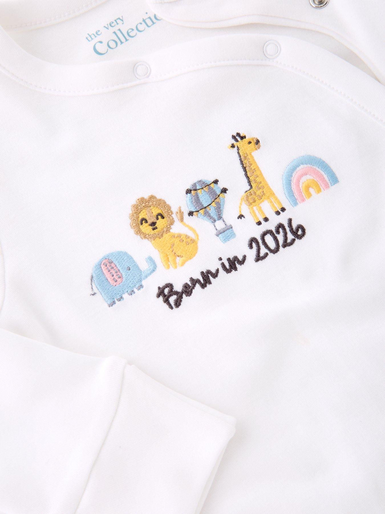  image of the-very-collection-unisex-born-in-2026-sleepsuit-white