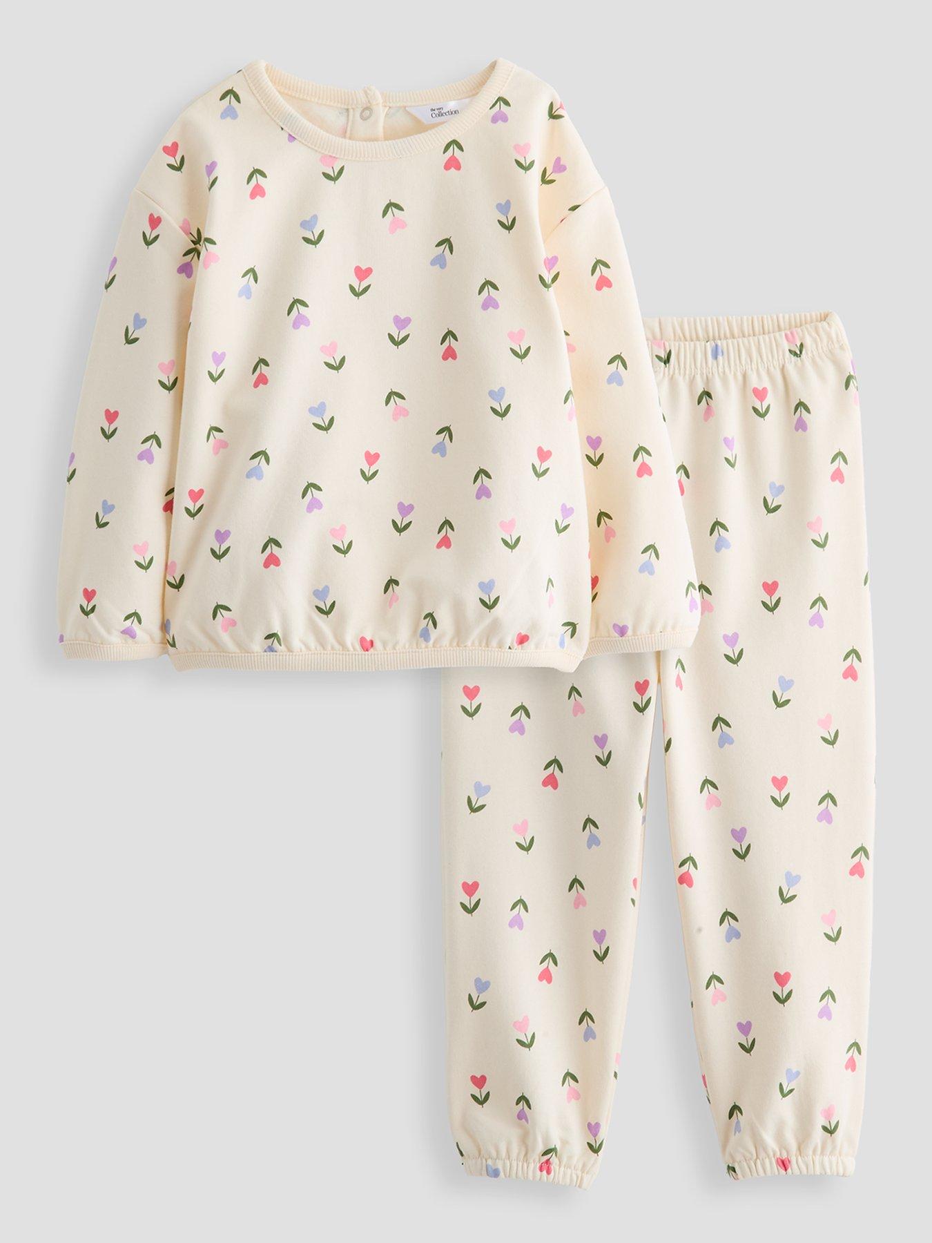 Image 1 of 6 of The Very Collection Baby Girls Tulip Print Jog Set - Cream