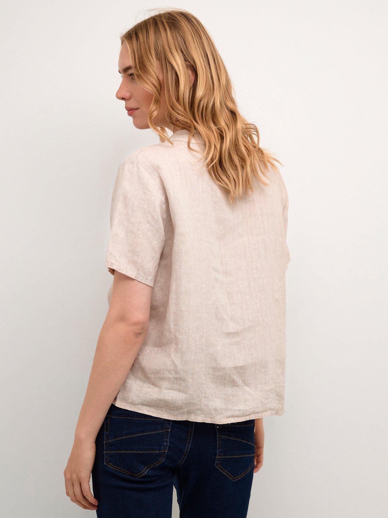 stillFront image of cream-bellis-linen-shirt-neutral