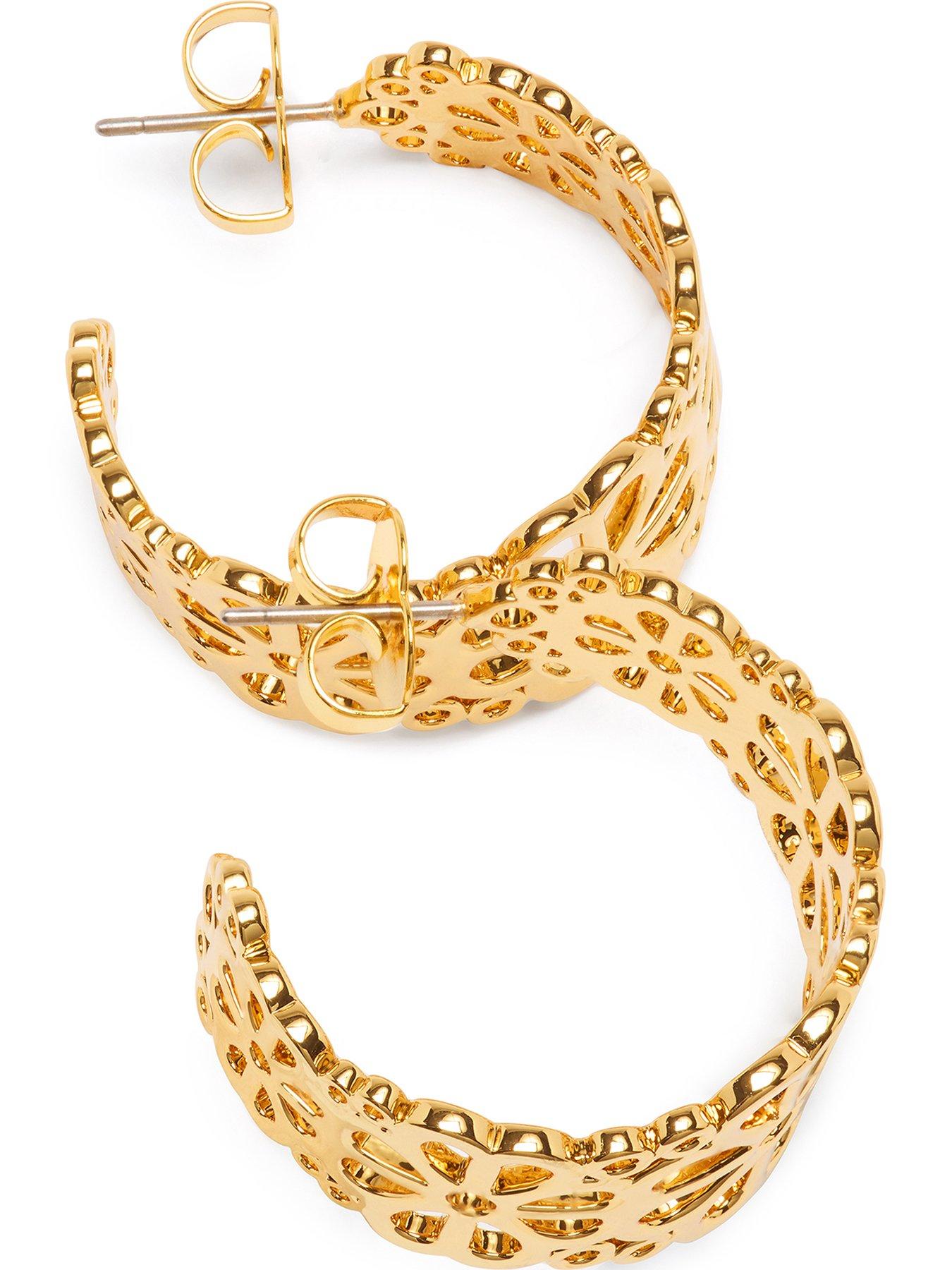  image of kate-spade-new-york-flower-lace-hoops-gold