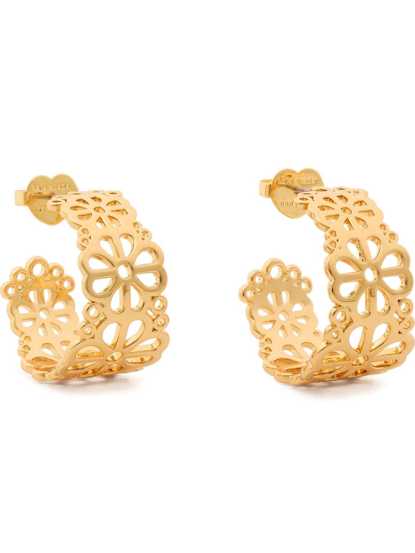  image of kate-spade-new-york-flower-lace-hoops-gold