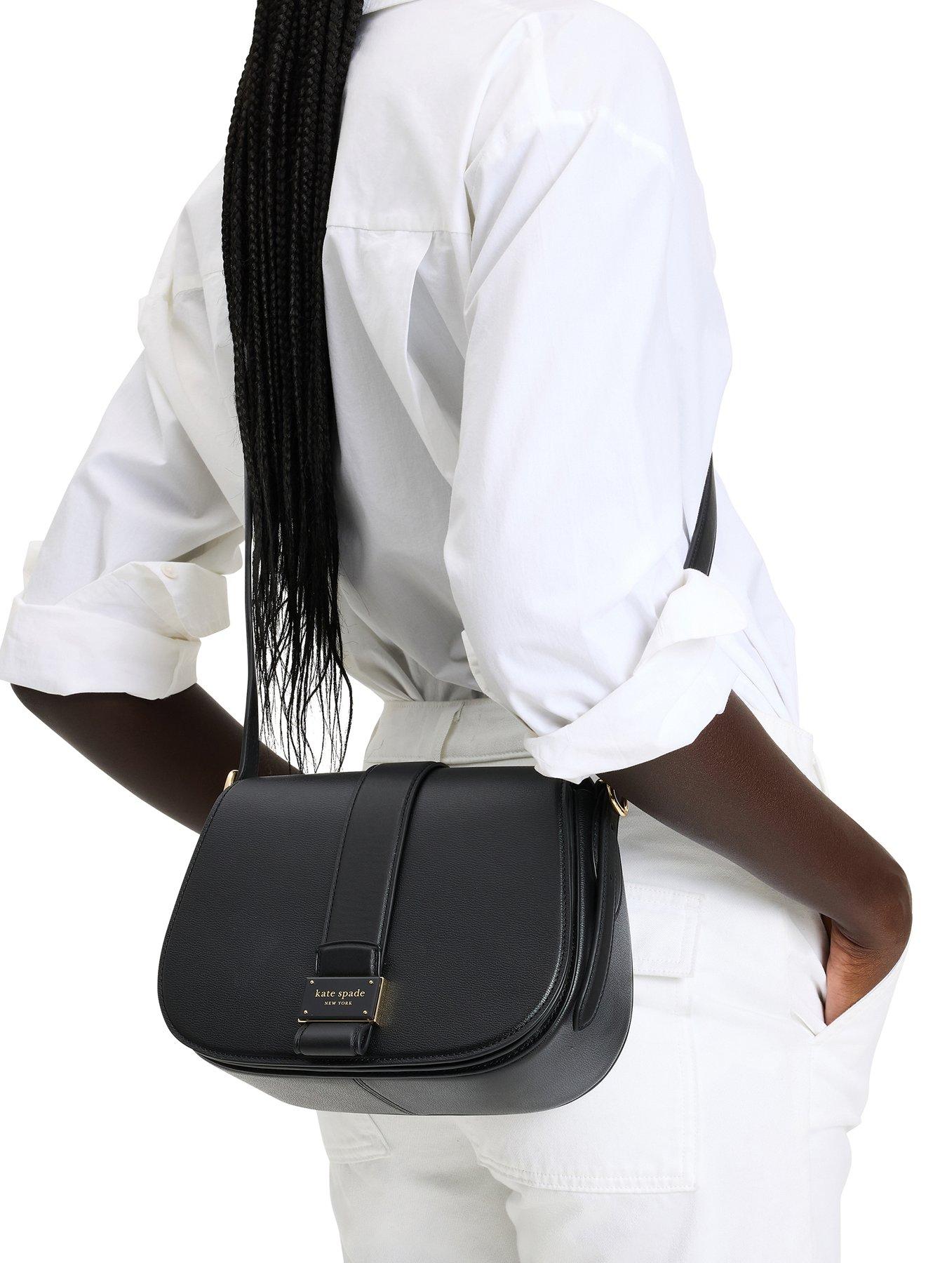 Image 2 of 4 of Kate Spade New York Nouveau Textured Leather Medium Saddle Bag - Black
