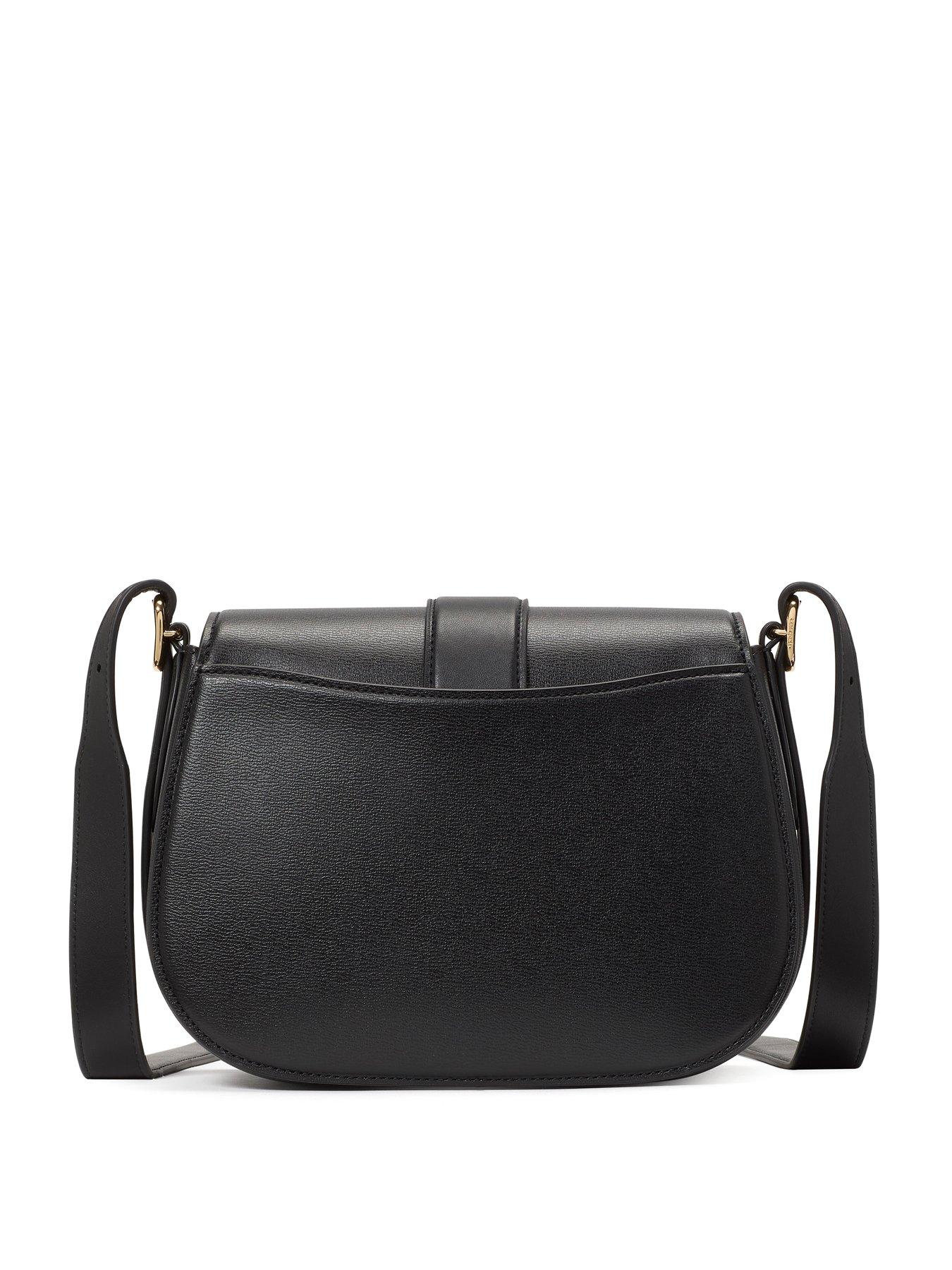 Image 4 of 4 of Kate Spade New York Nouveau Textured Leather Medium Saddle Bag - Black