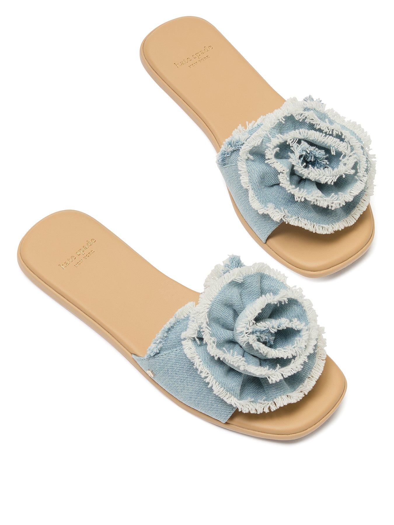 (取寄) ケイトスペード レディース フローリッシュ デニム フラッツ サンダル Kate Spade New York women Flourish Denim Flat Sandal Denim/Walnut Shell Kate Spade New York Flourish Denim Flat Sandal - Blue | Littlewoods