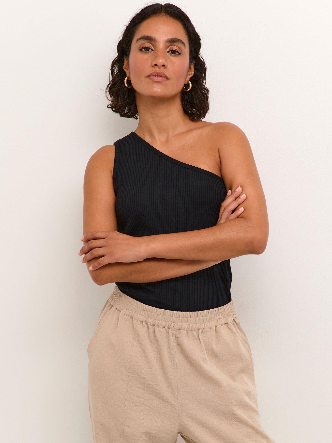 undefined Pia One Shoulder Top - Black