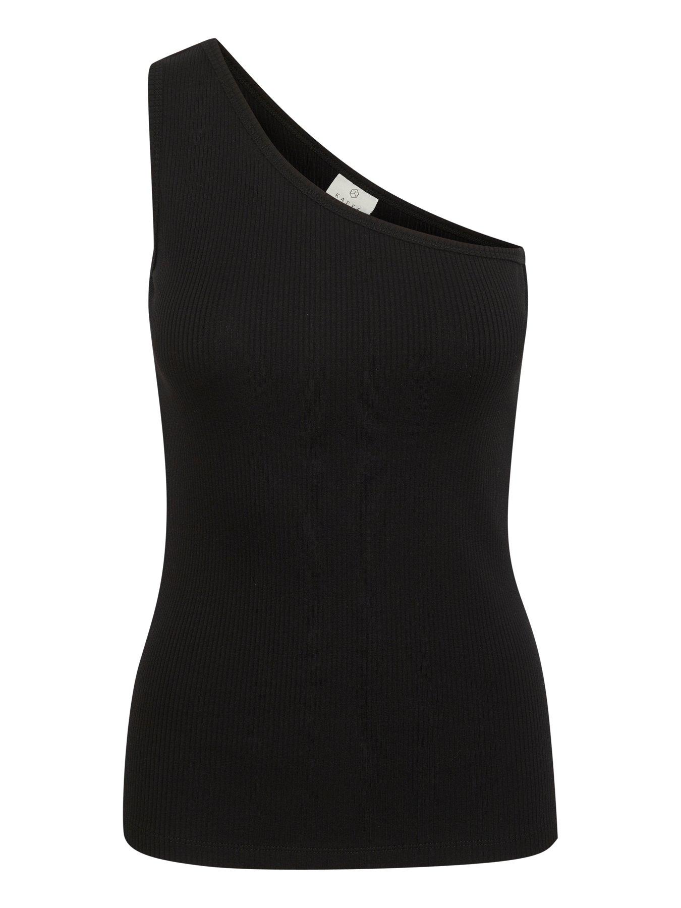  image of kaffe-pia-one-shoulder-top-black