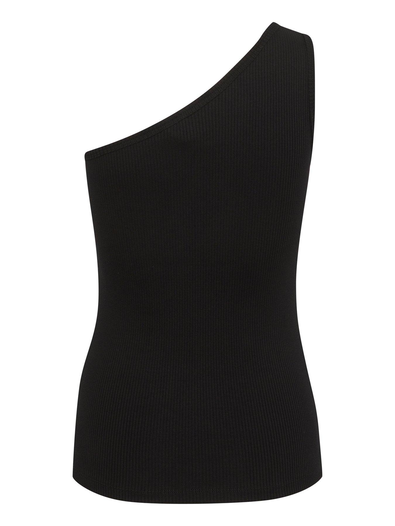  image of kaffe-pia-one-shoulder-top-black