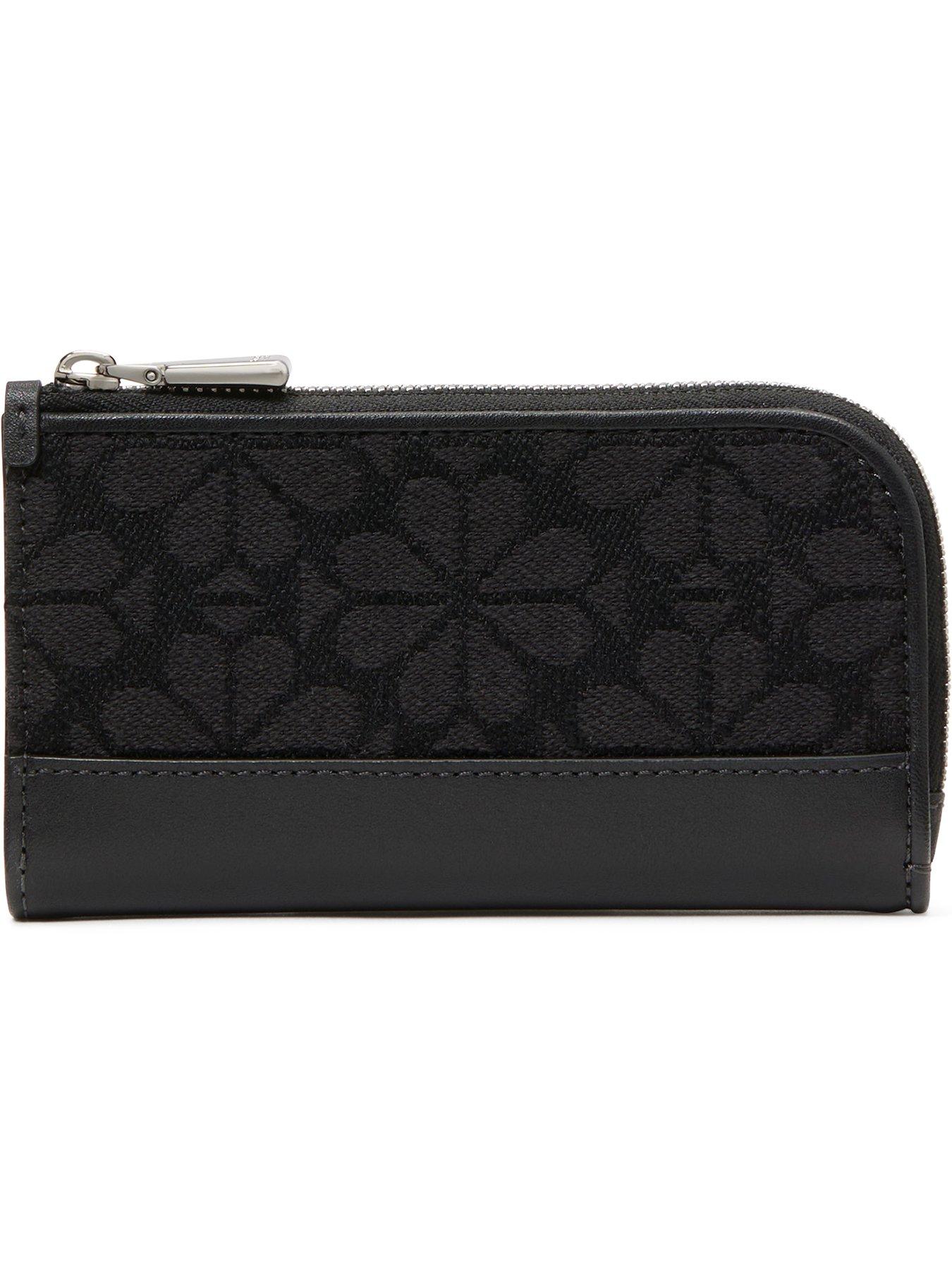 Image 1 of 3 of Kate Spade New York Devin Flower Jacquard Small Slim Bifold Wallet - Black