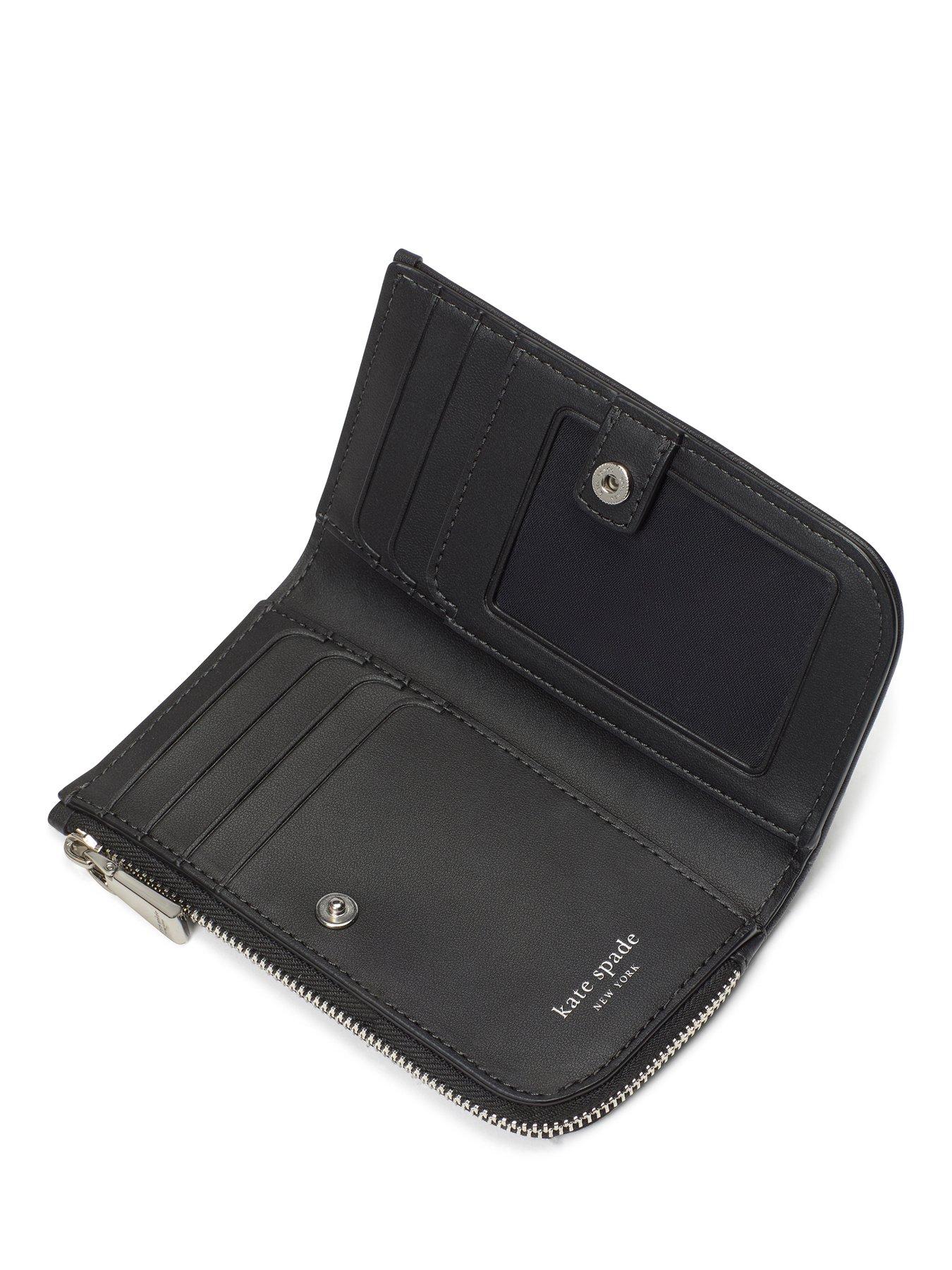 Image 3 of 3 of Kate Spade New York Devin Flower Jacquard Small Slim Bifold Wallet - Black