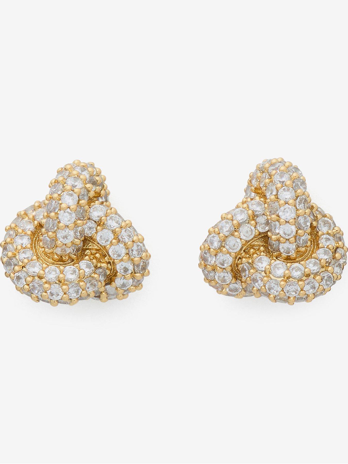 undefined Double Knot Pave Studs - Gold