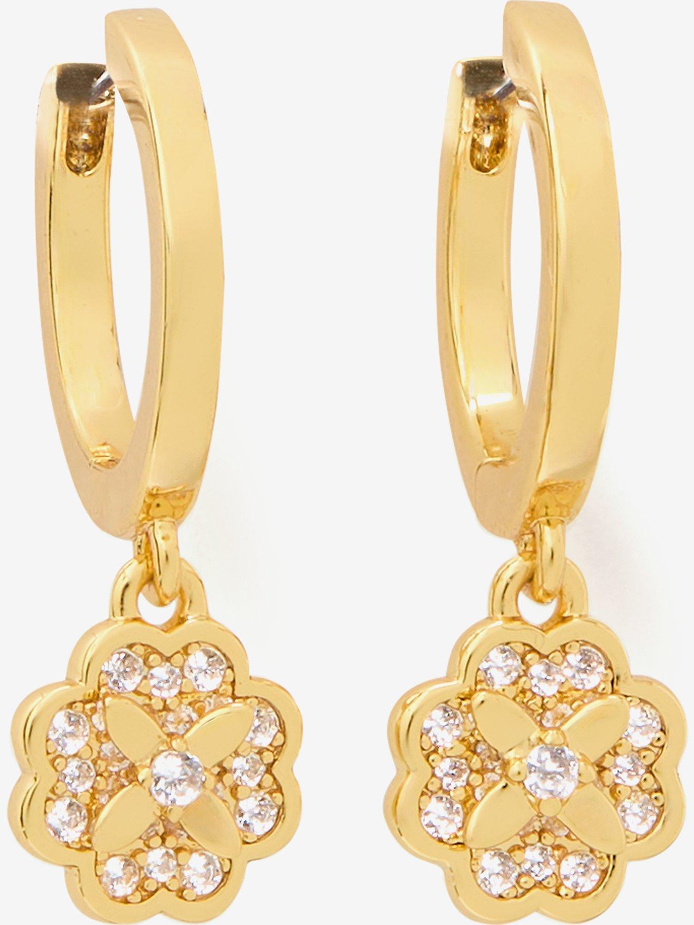 Image 1 of 2 of Kate Spade New York Heritage Bloom Huggie Drop Earrings - Gold
