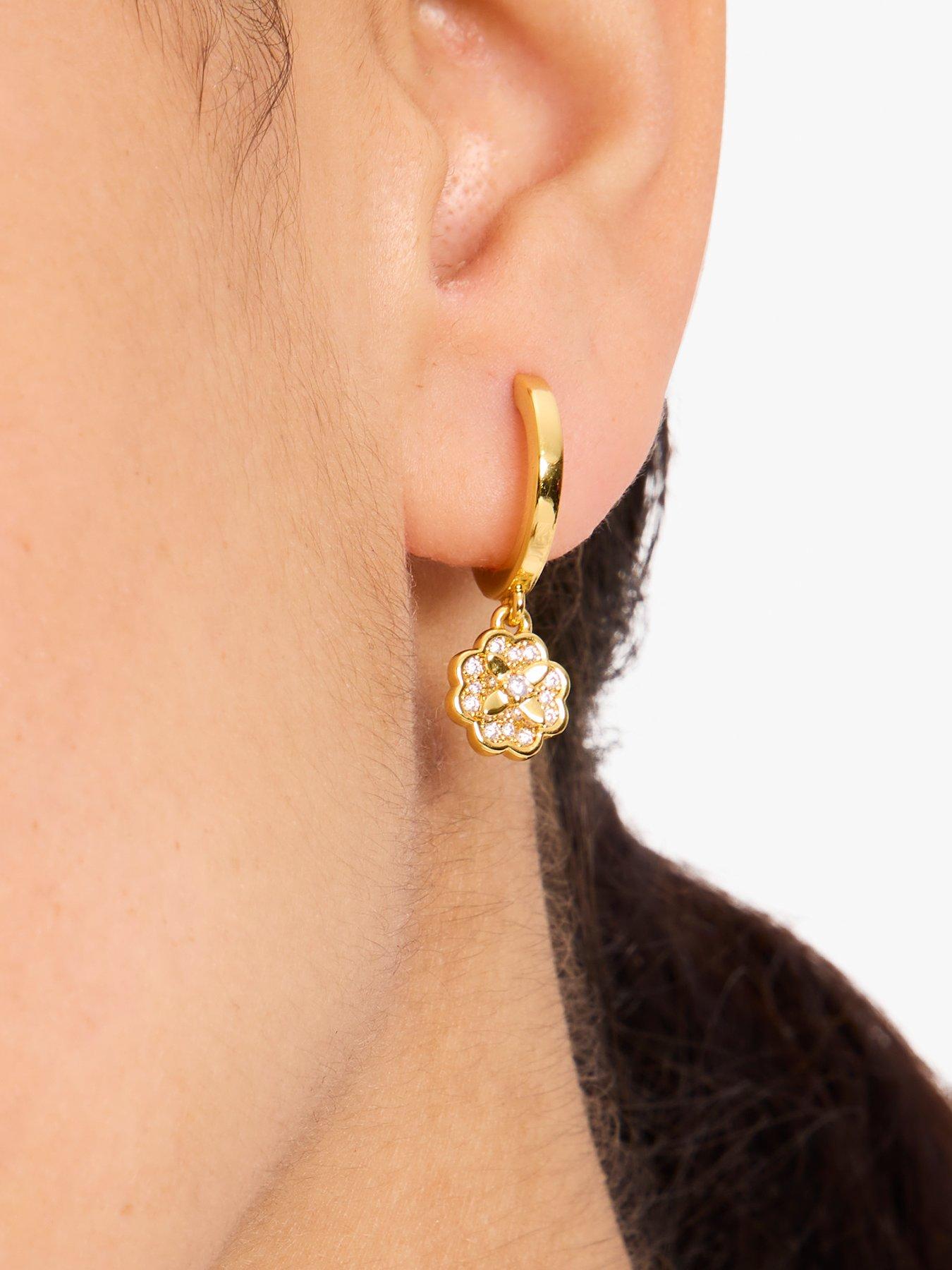 Image 2 of 2 of Kate Spade New York Heritage Bloom Huggie Drop Earrings - Gold