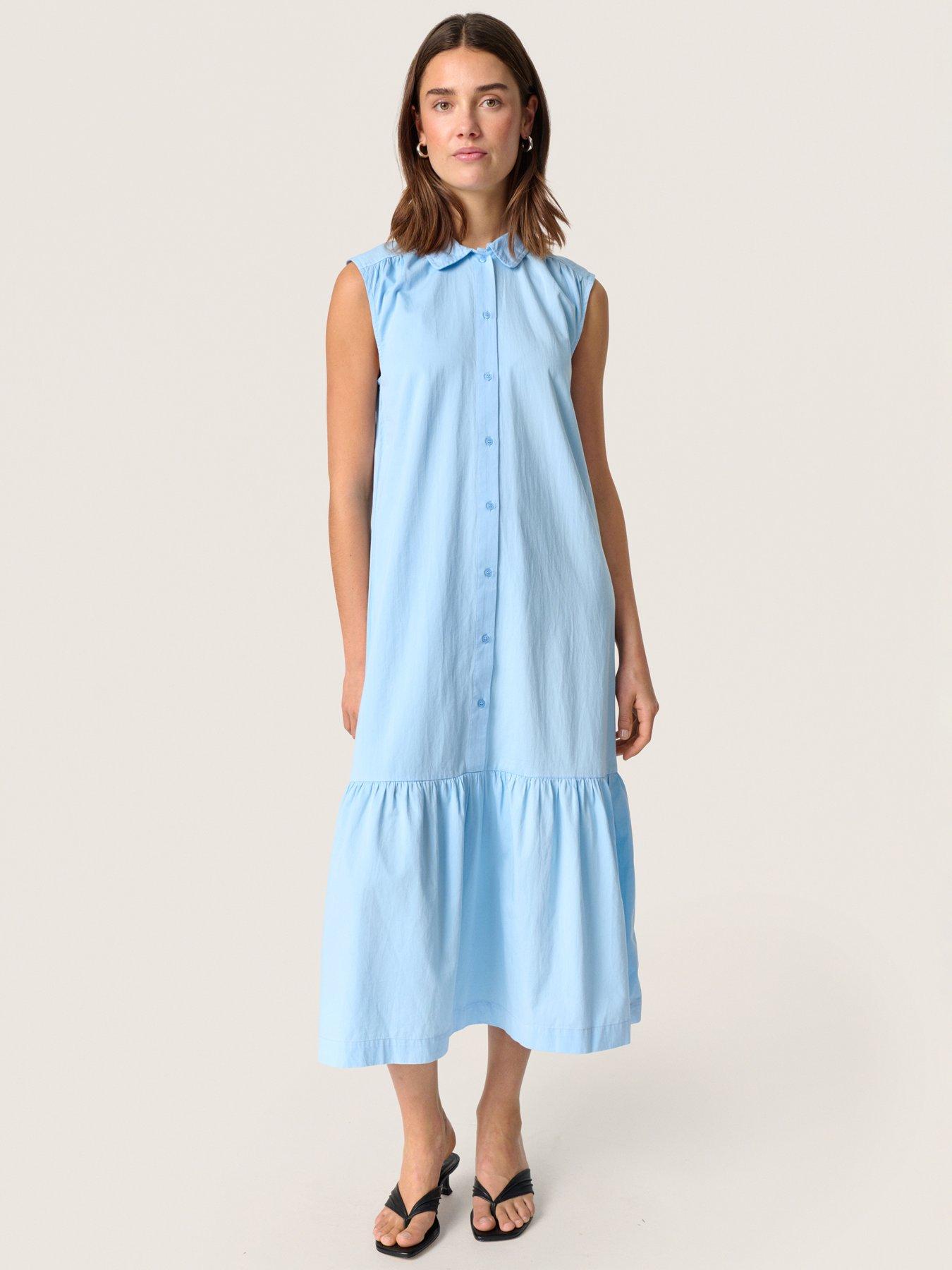 undefined Bamone Shirt Collared Midi Dress - Blue