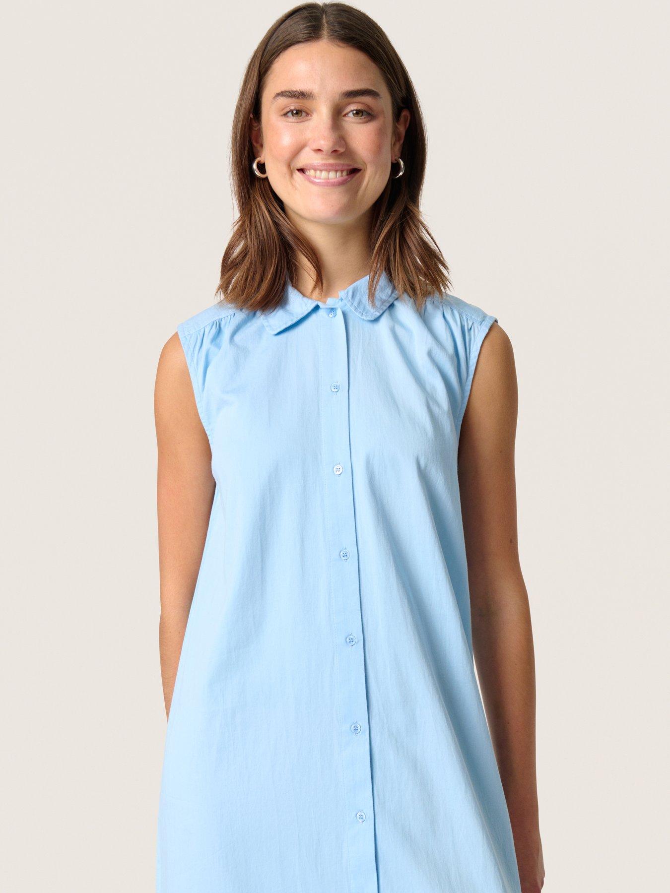  image of soaked-in-luxury-bamone-shirt-collared-midi-dress-blue