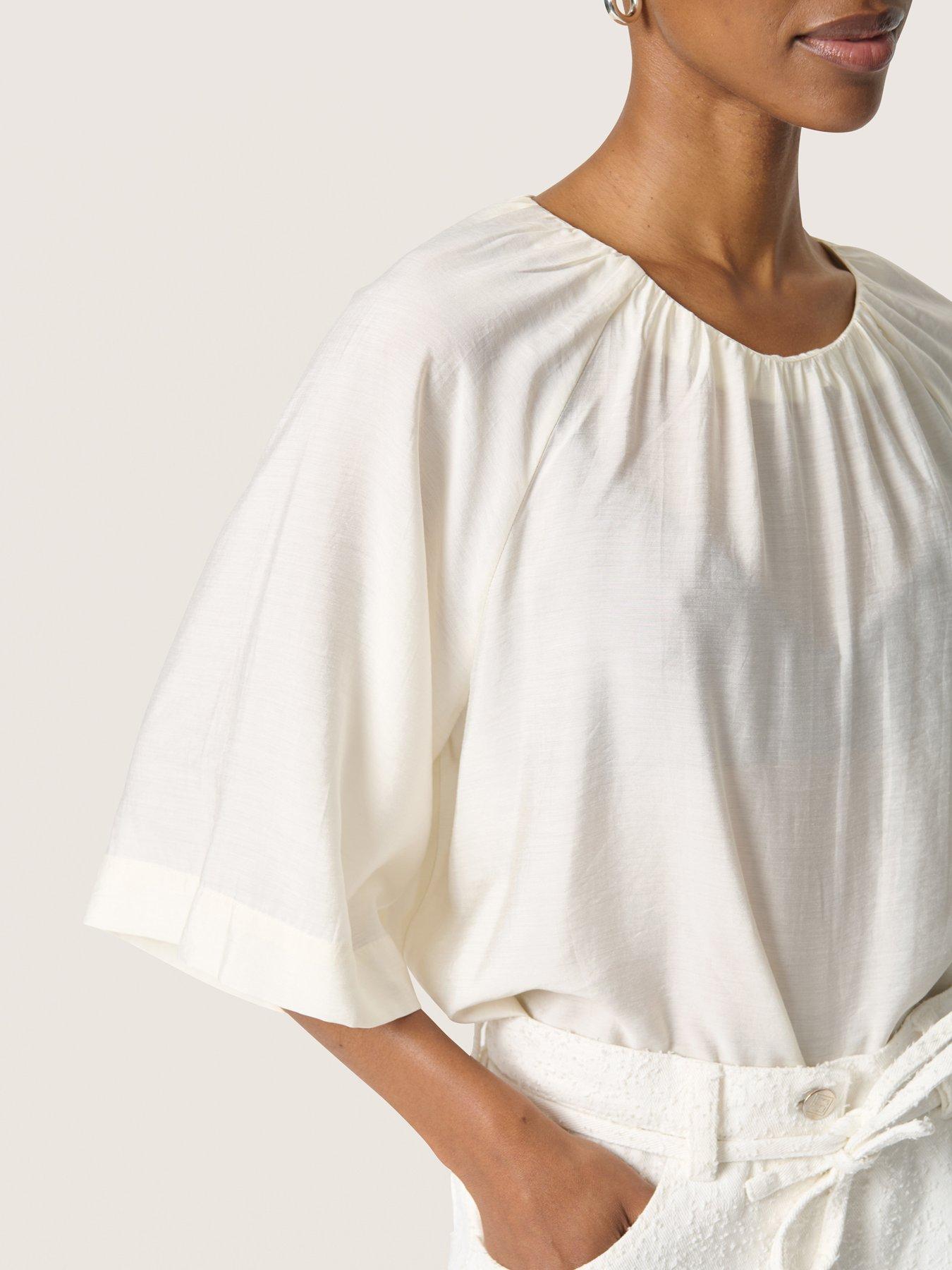  image of soaked-in-luxury-leodora-short-sleeve-blouse-white