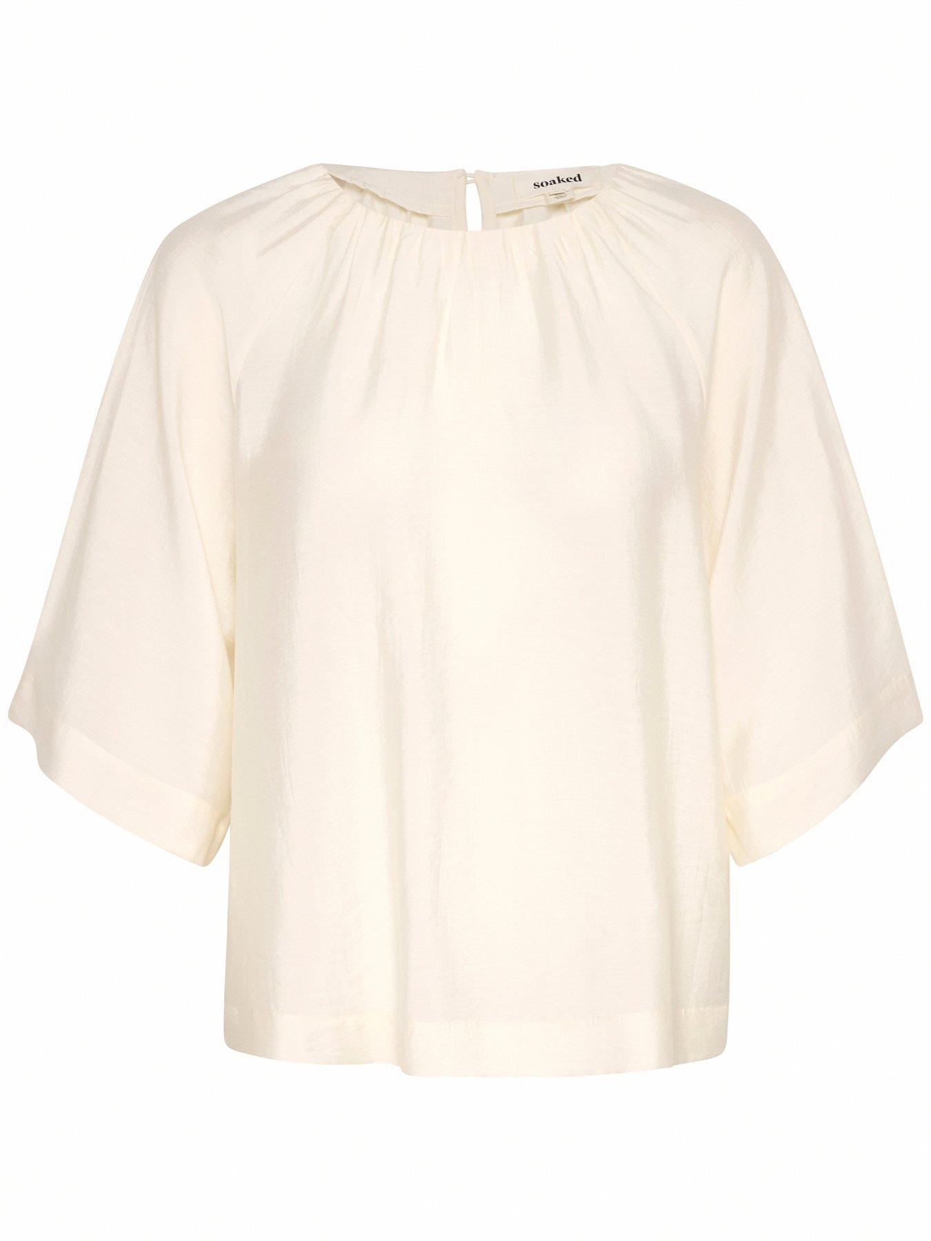  image of soaked-in-luxury-leodora-short-sleeve-blouse-white