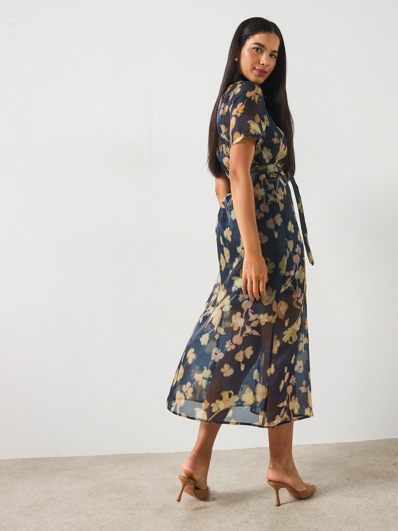 Image 2 of 6 of V by Very Organza Midaxi Dress - Print