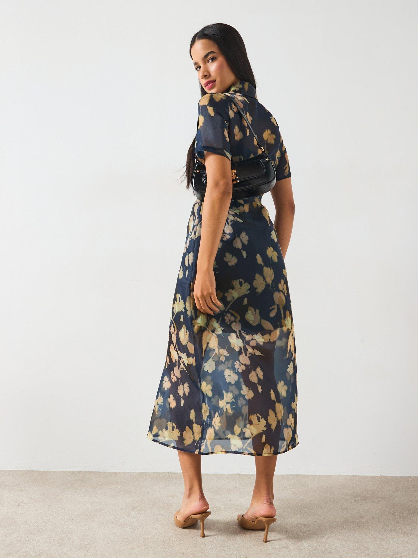 Image 3 of 6 of V by Very Organza Midaxi Dress - Print