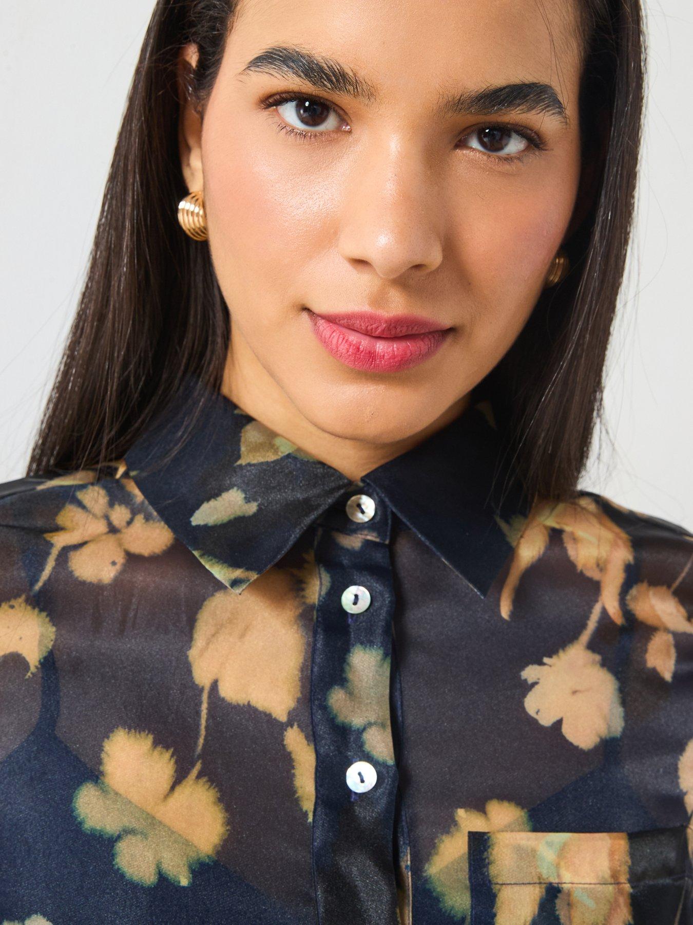 Image 4 of 6 of V by Very Organza Midaxi Dress - Print