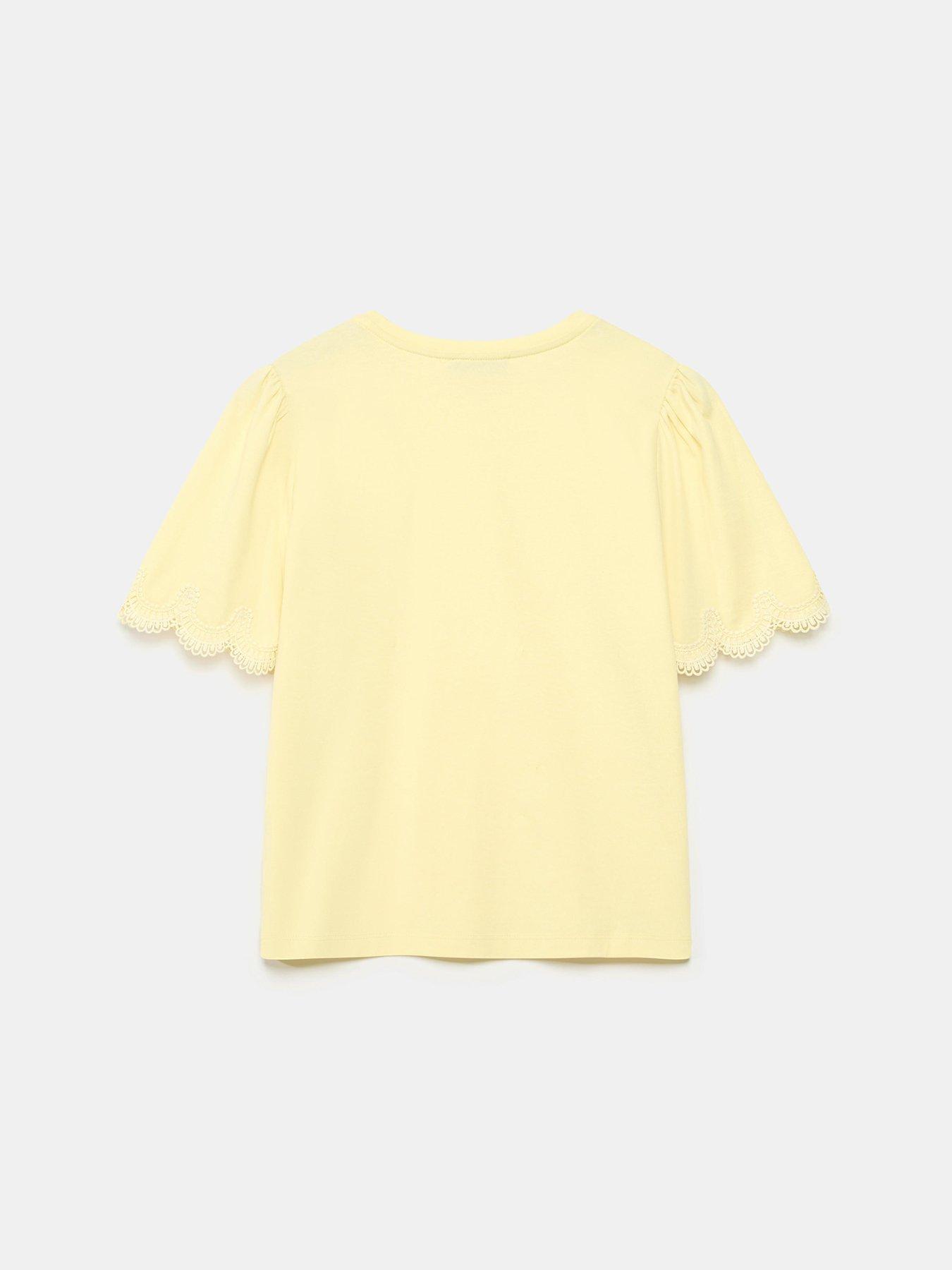  image of mint-velvet-lace-trim-t-shirt-yellow