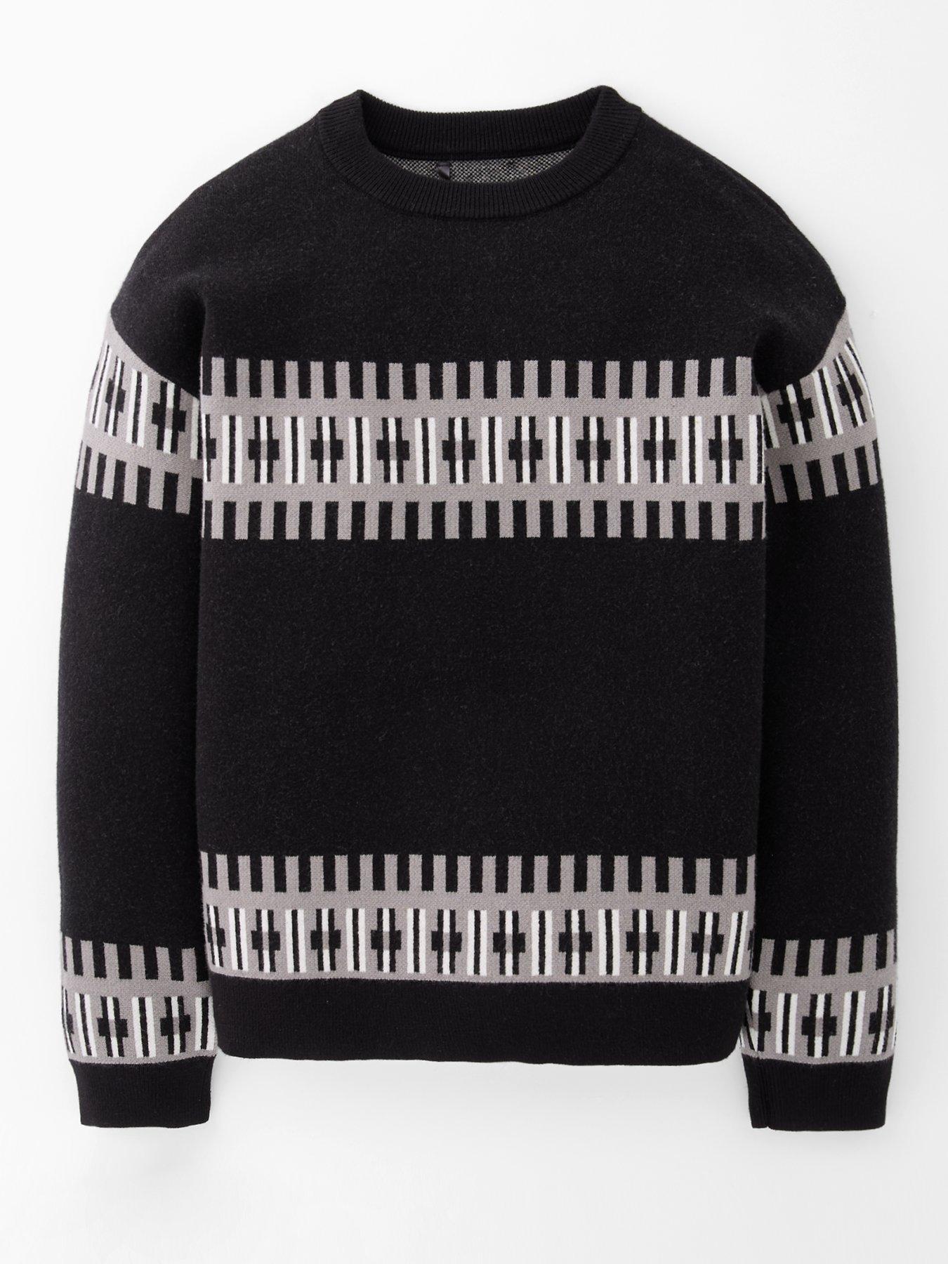 Image 1 of 4 of The Very Collection Boys Knitted Contrast Pattern Jumper - Grey