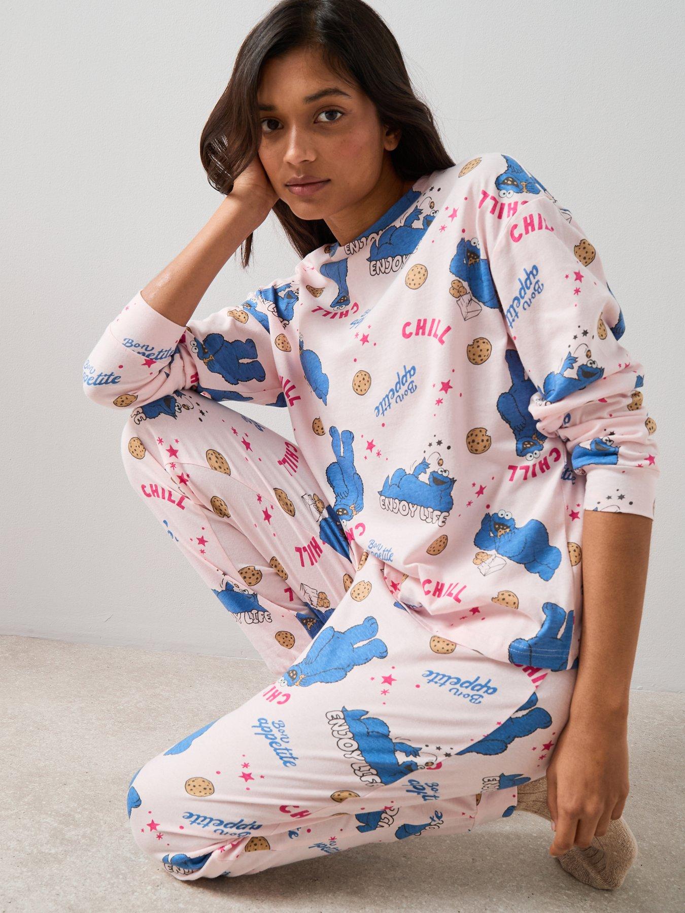 The Very Collection Cookie Monster Long Leg Pyjama Set - Pink