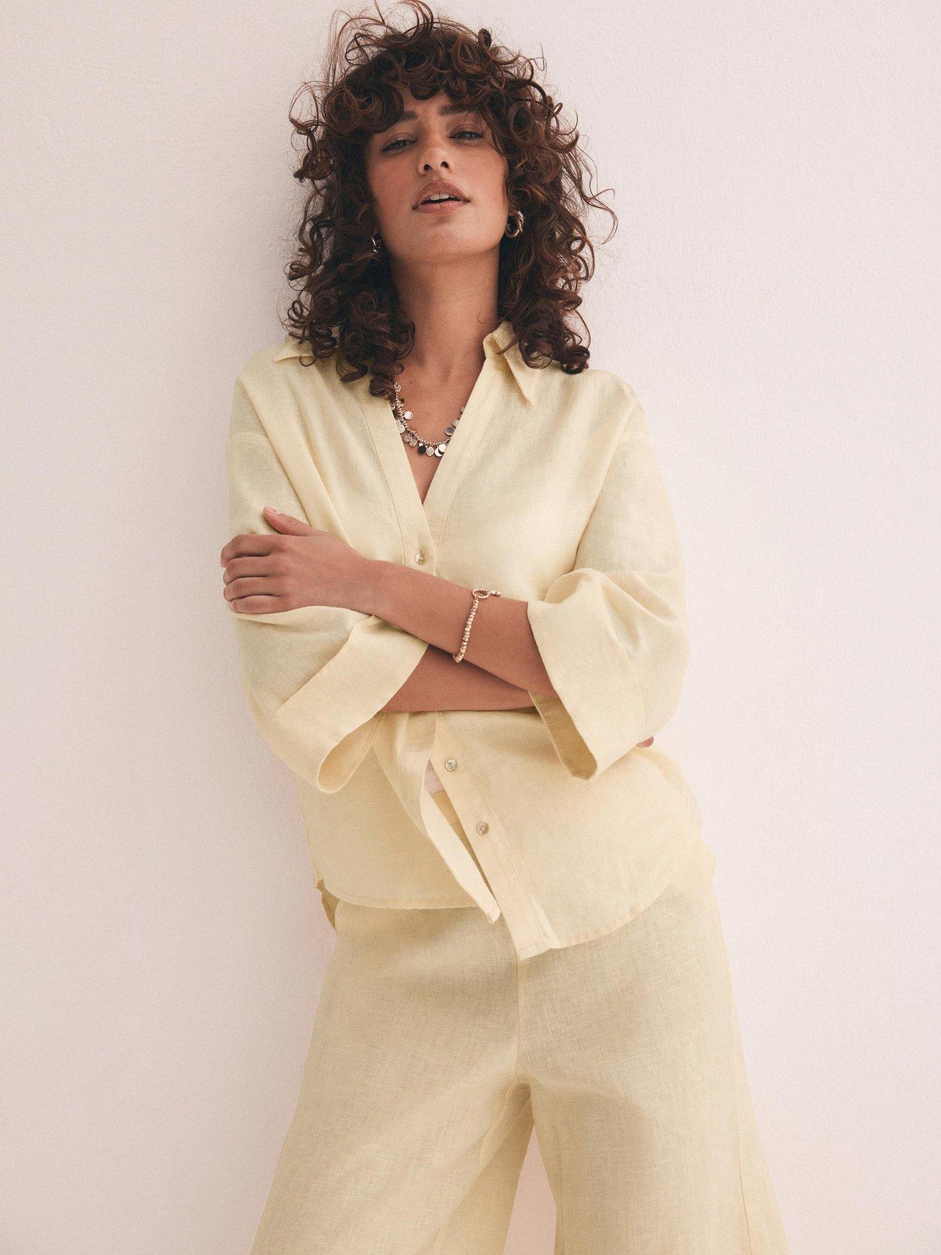 image of mint-velvet-linen-resort-shirt-yellow