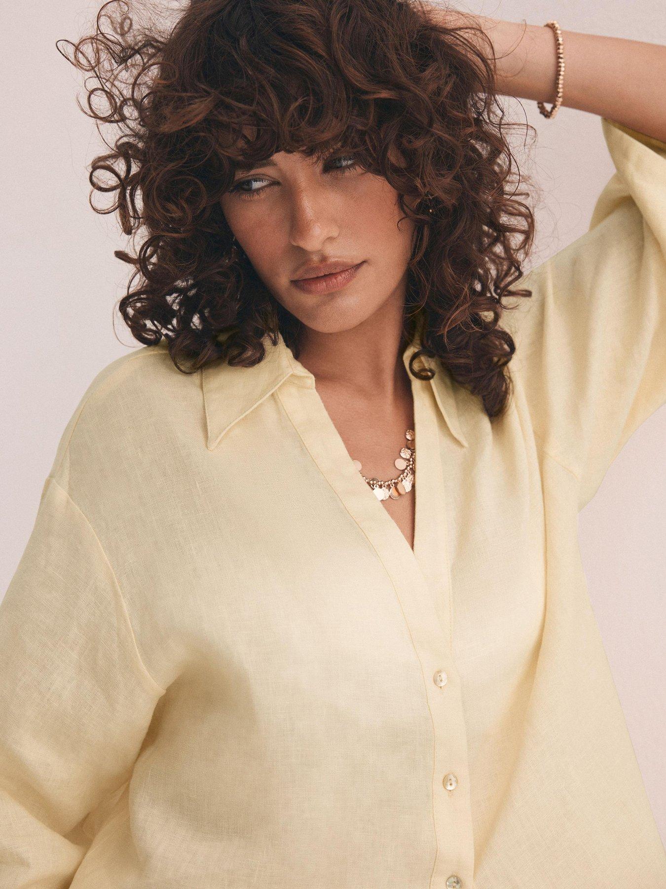  image of mint-velvet-linen-resort-shirt-yellow